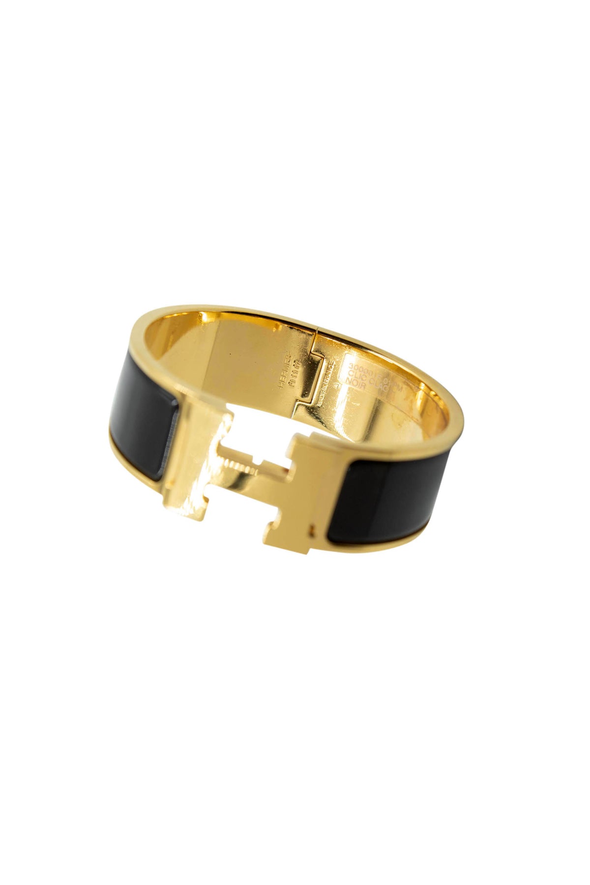 Hermes Clic Clac H Bangle 3/4&quot; 18k Gold and Enamel
