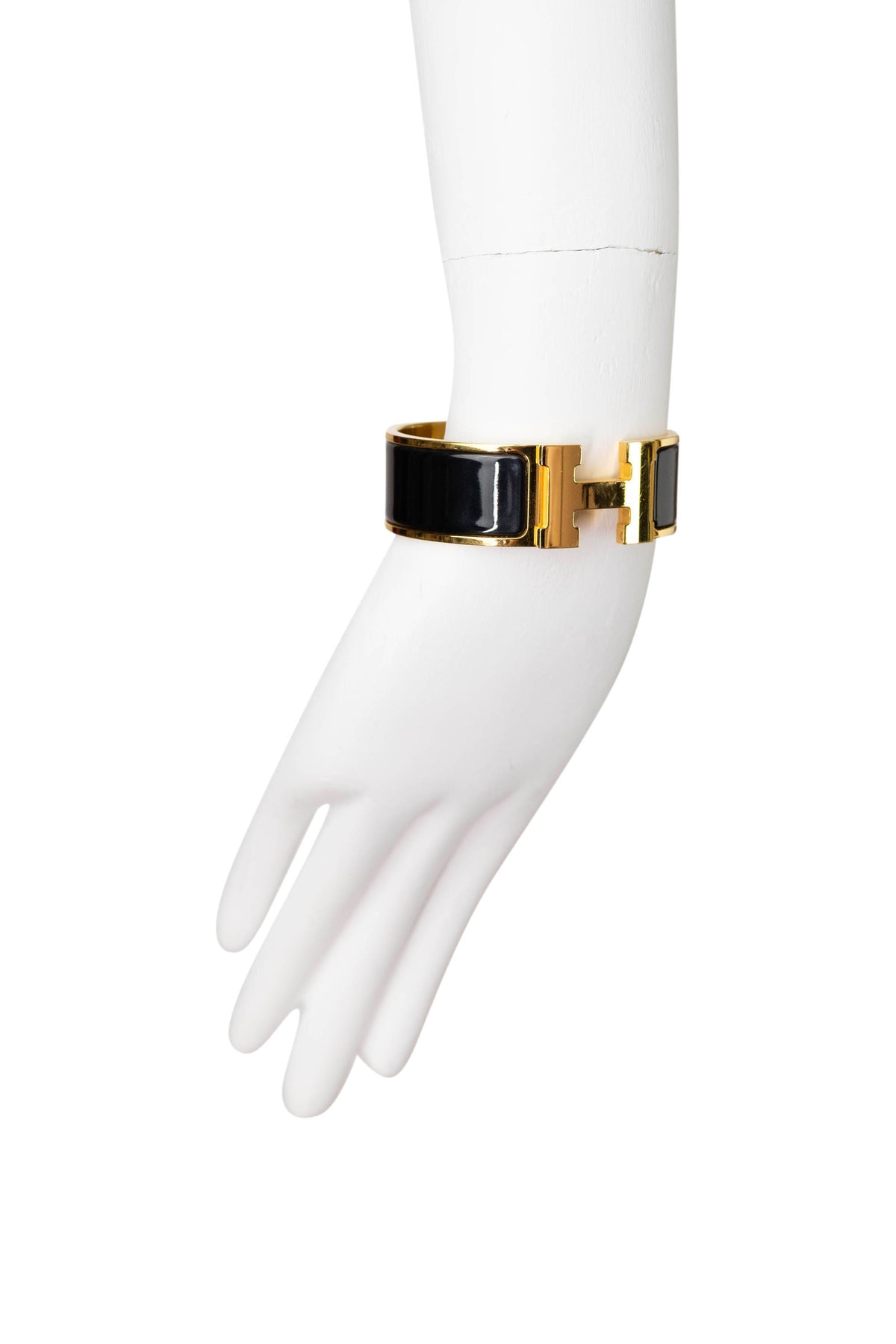 Hermes Clic Clac H Bangle 3/4&quot; 18k Gold and Enamel