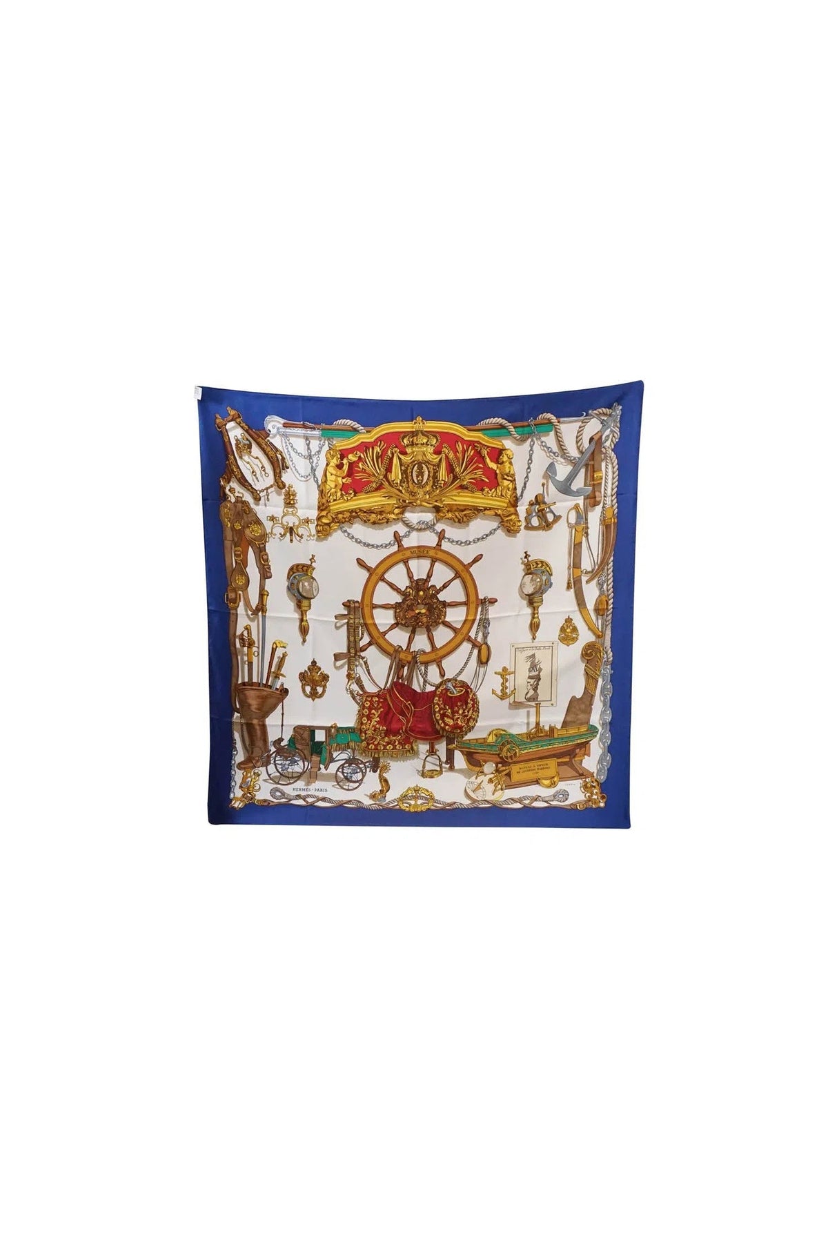 Hermès Blue Bateau A Vapeur De Jouffroy D’Abbans 1784 Scarf 90cm