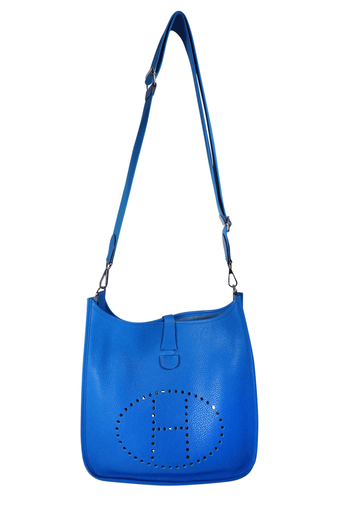Hermes Blue Hydra Evelyne III Purse - Foxy Couture Carmel