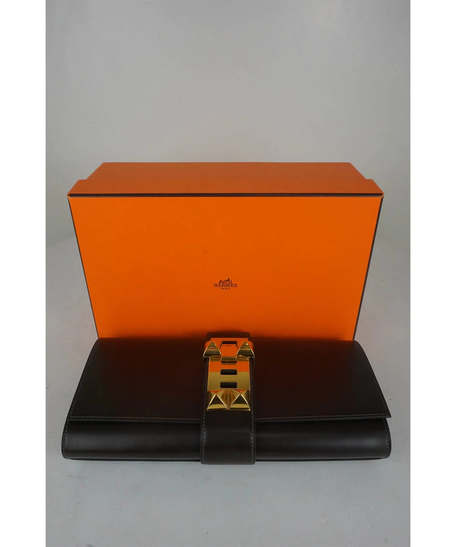 Hermès Medor Box Clutch Calf 29 - Foxy Couture Carmel