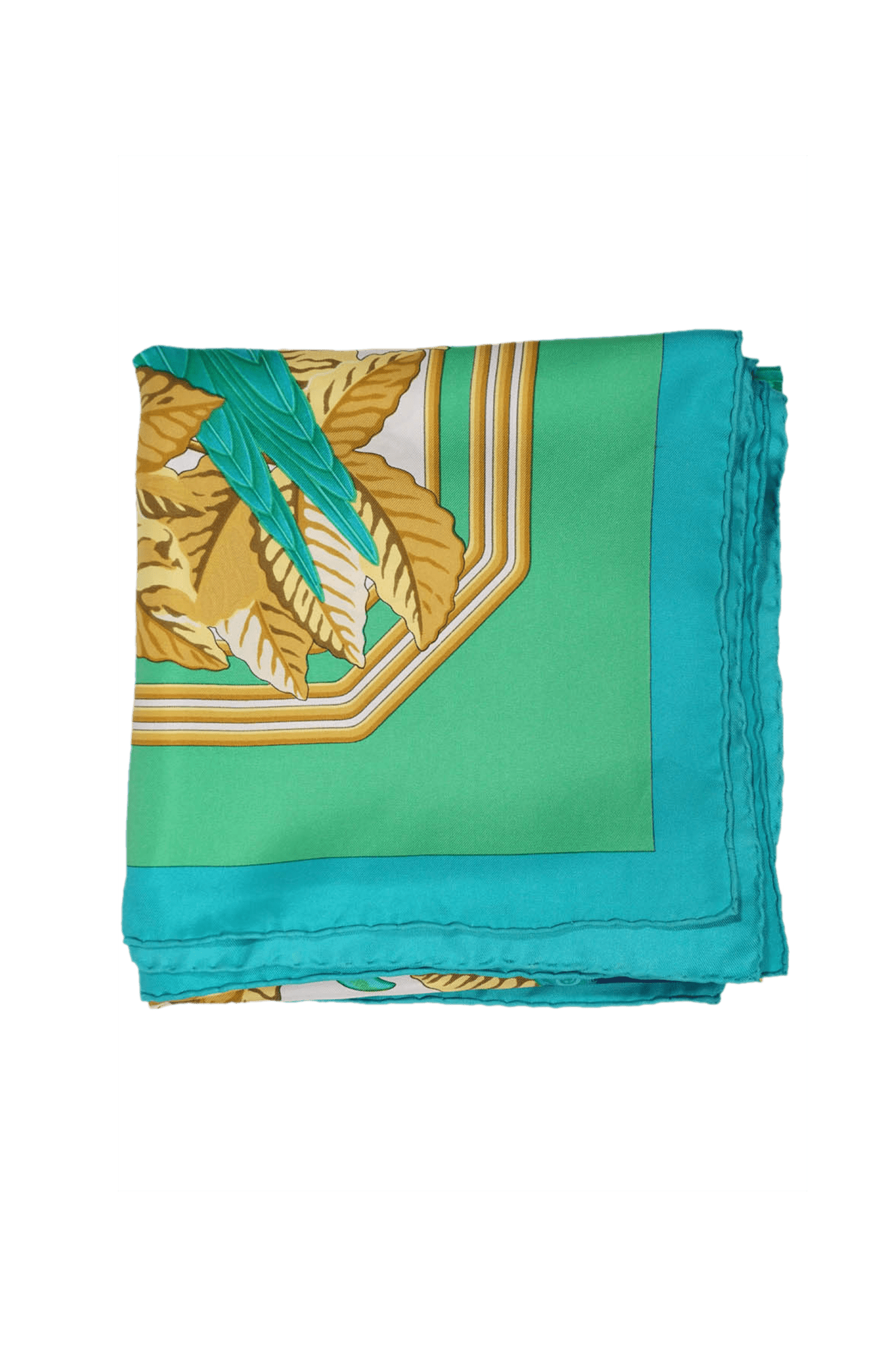 Hermes Silk Scarf Green "Les Perroquetes" Pattern 90cm