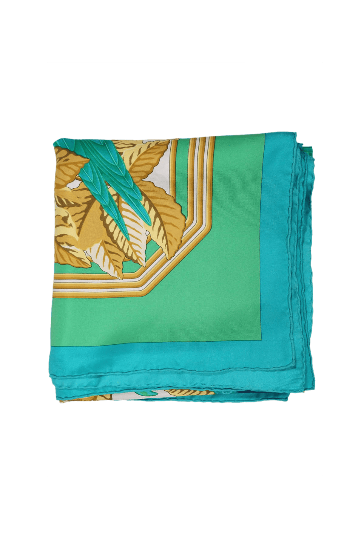 Hermes Silk Scarf Green &quot;Les Perroquetes&quot; Pattern 90cm