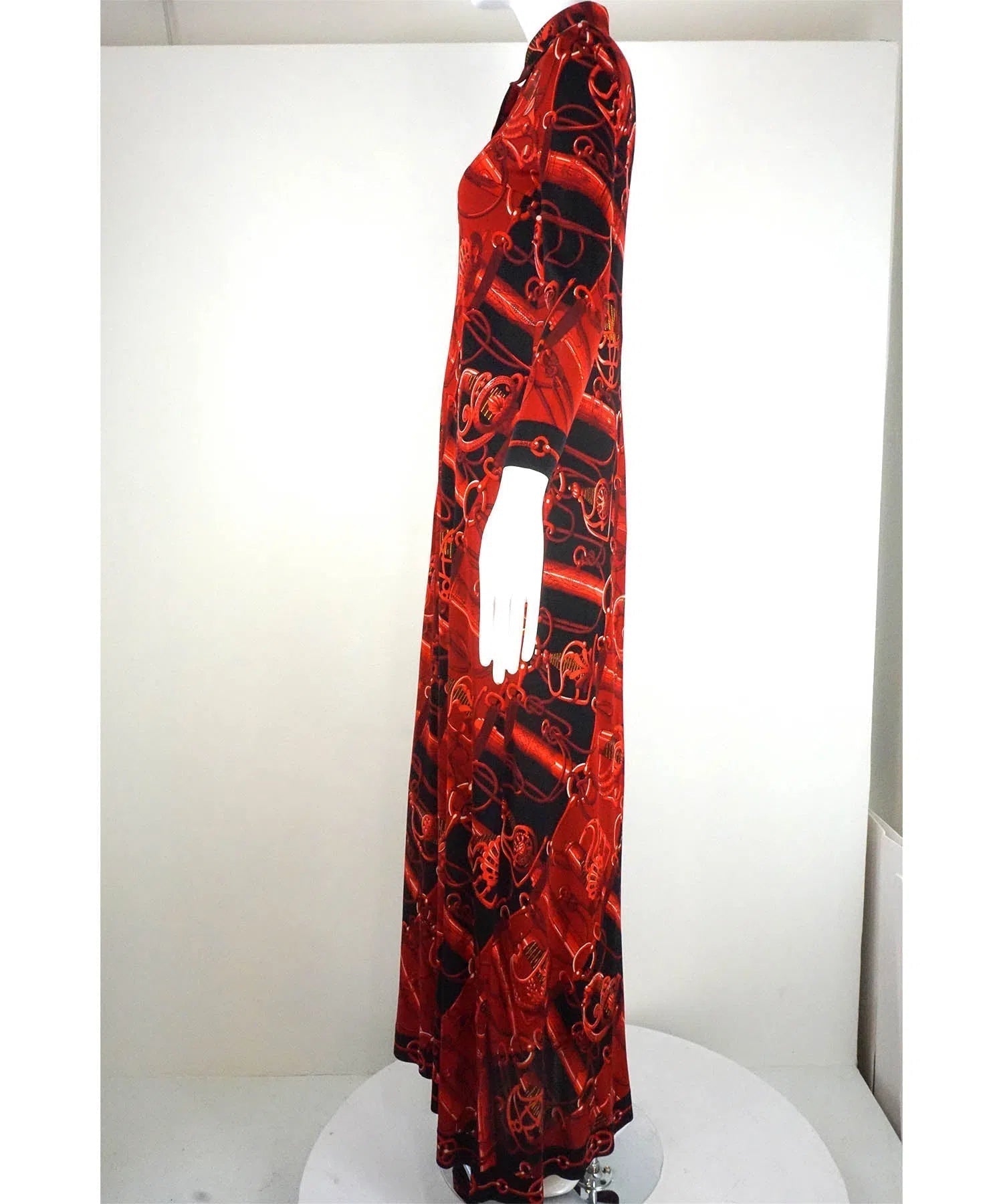 Hermès Vintage Cliquetis Print Silk Jersey Shirt Dress 1990's - Foxy Couture Carmel