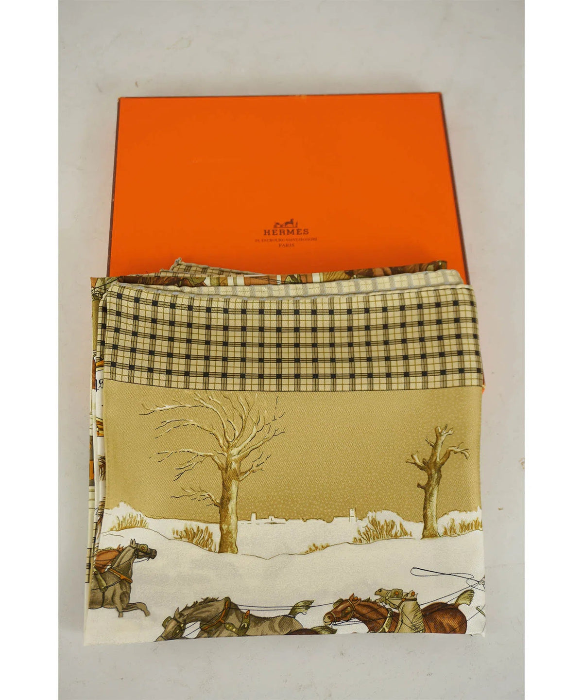 Hermès Vintage L’Hiver en Poste Scarf 90cm 1970’s