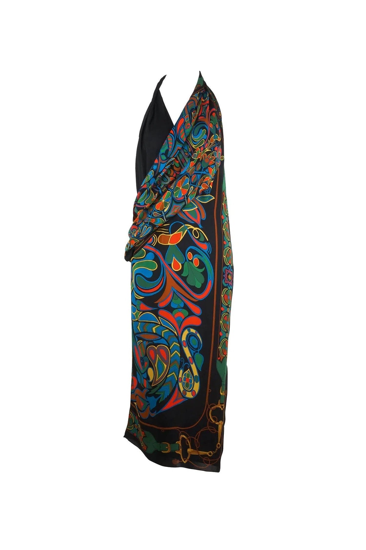 Hermès Vintage Multicolored Silk Scarf Halter Dress 1990&#39;s