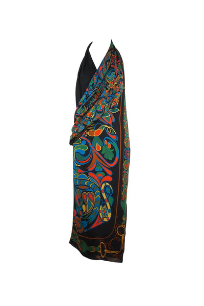 Hermès Vintage Multicolored Silk Scarf Halter Dress 1990's - Foxy