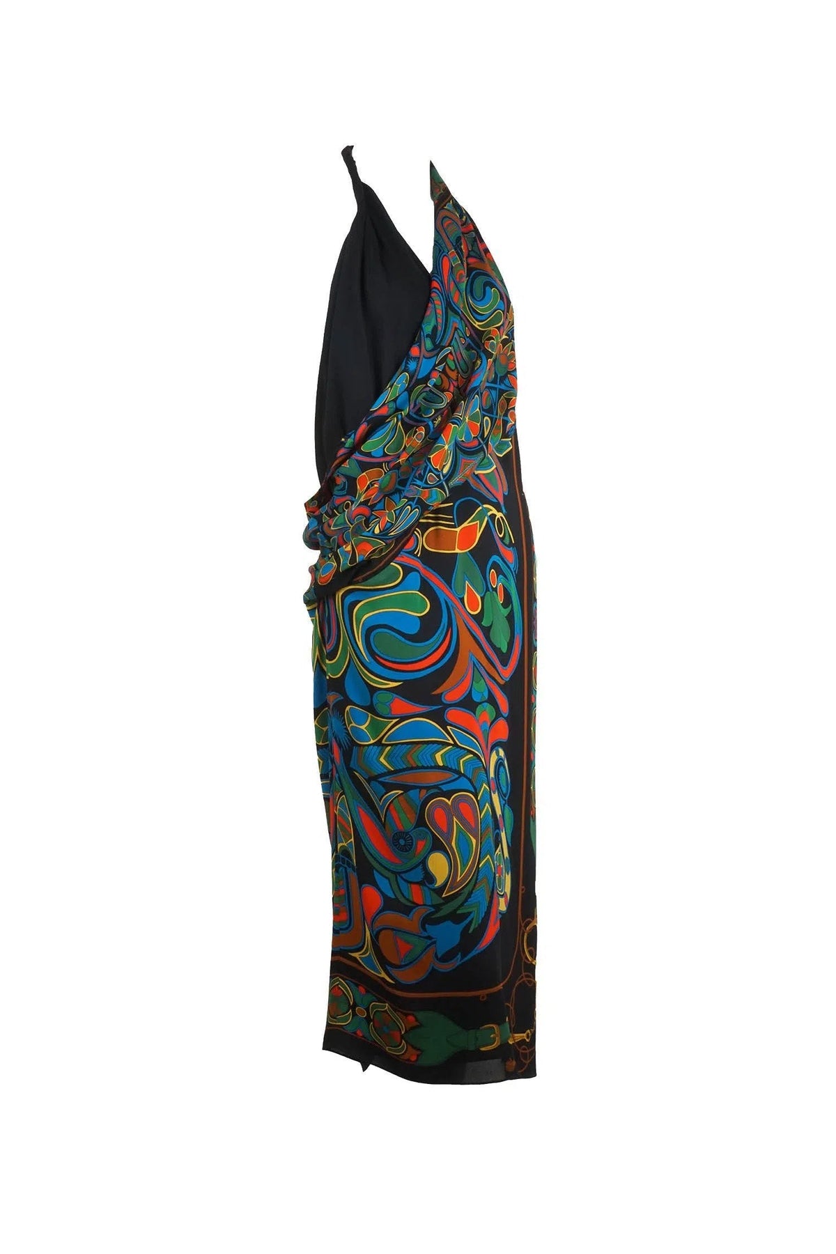 Hermès Vintage Multicolored Silk Scarf Halter Dress 1990&#39;s