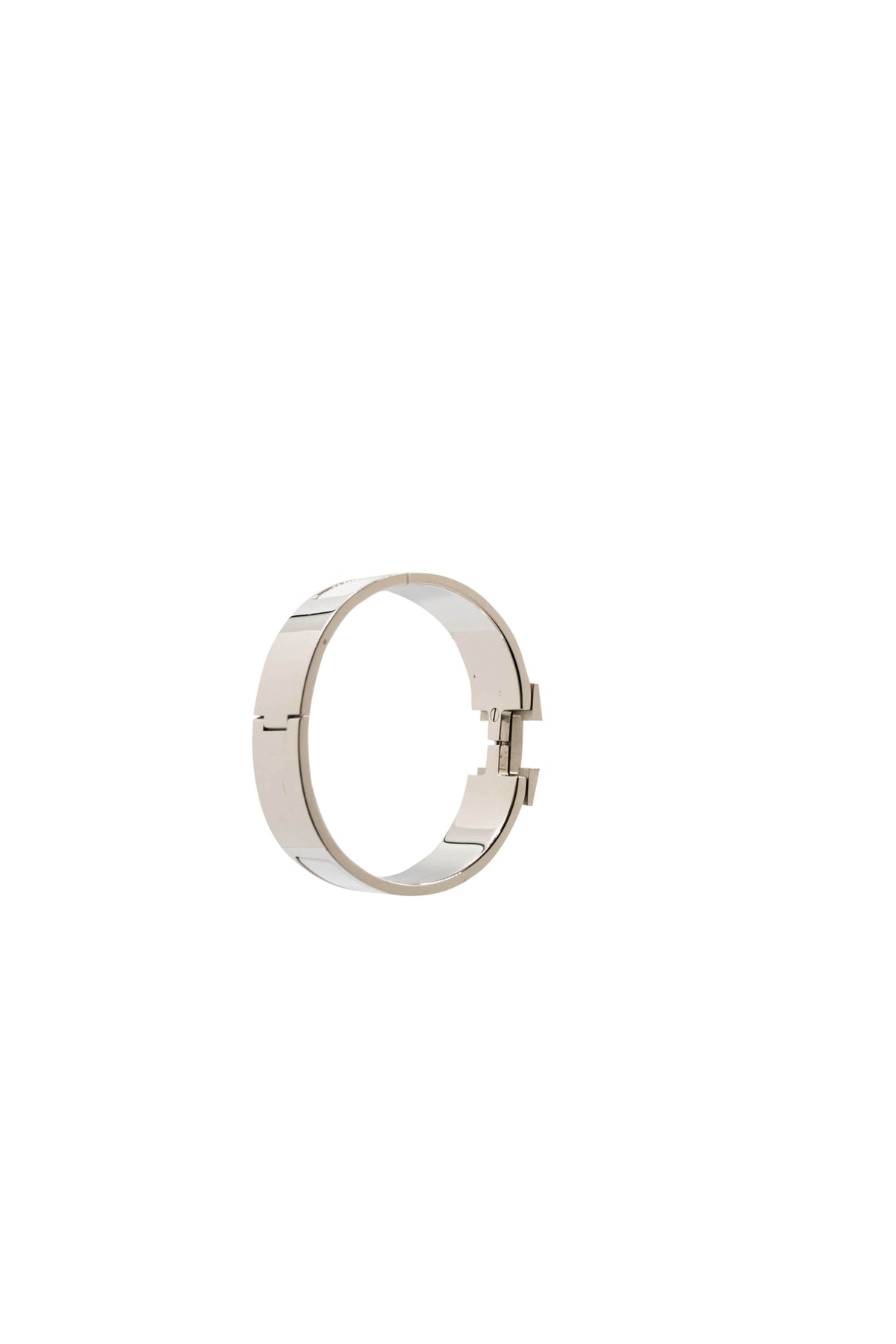 Hermes Clic Clac H Bangle 3/4&quot; Silver and White Enamel