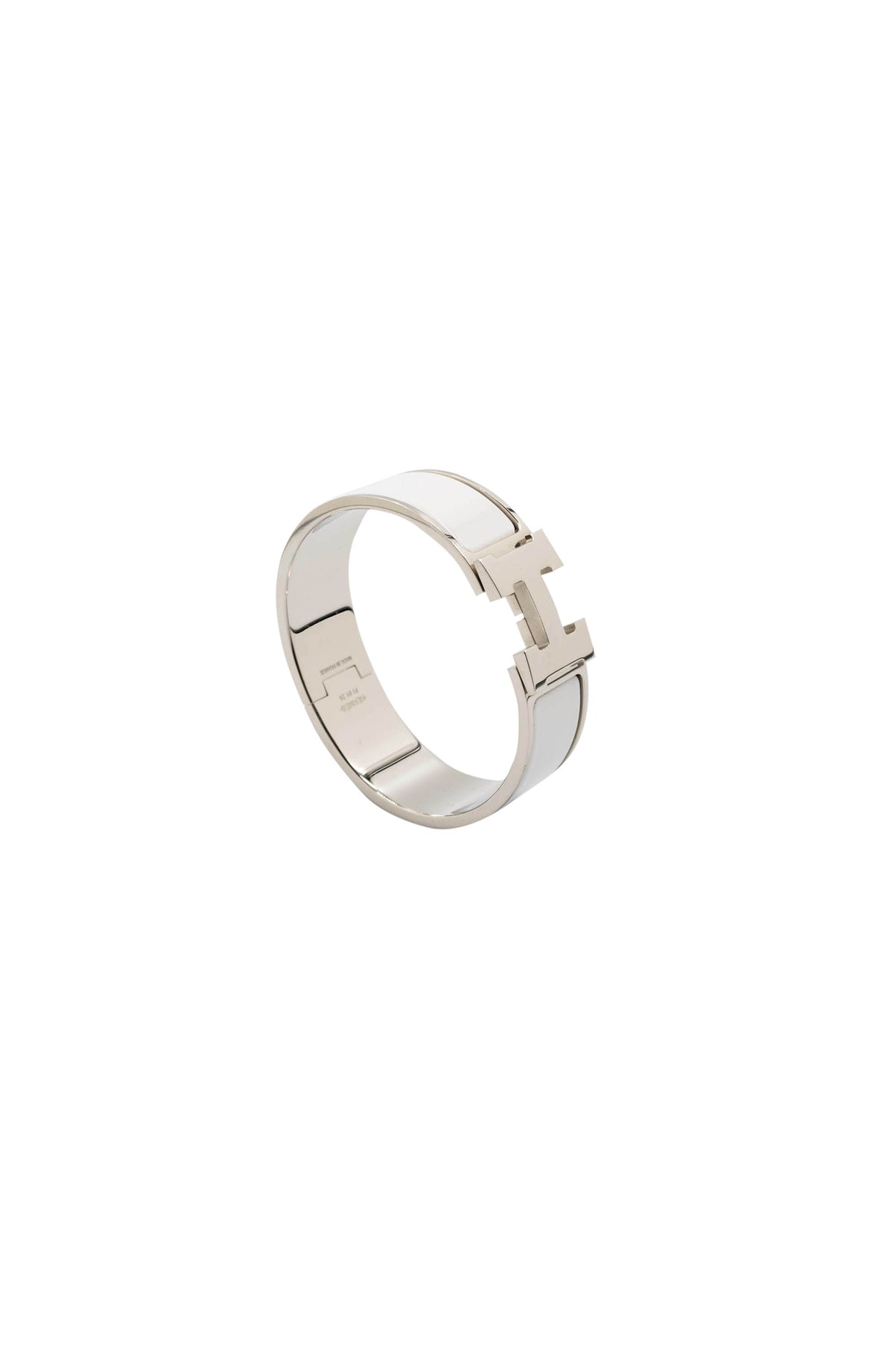 Hermes Clic Clac H Bangle 3/4&quot; Silver and White Enamel