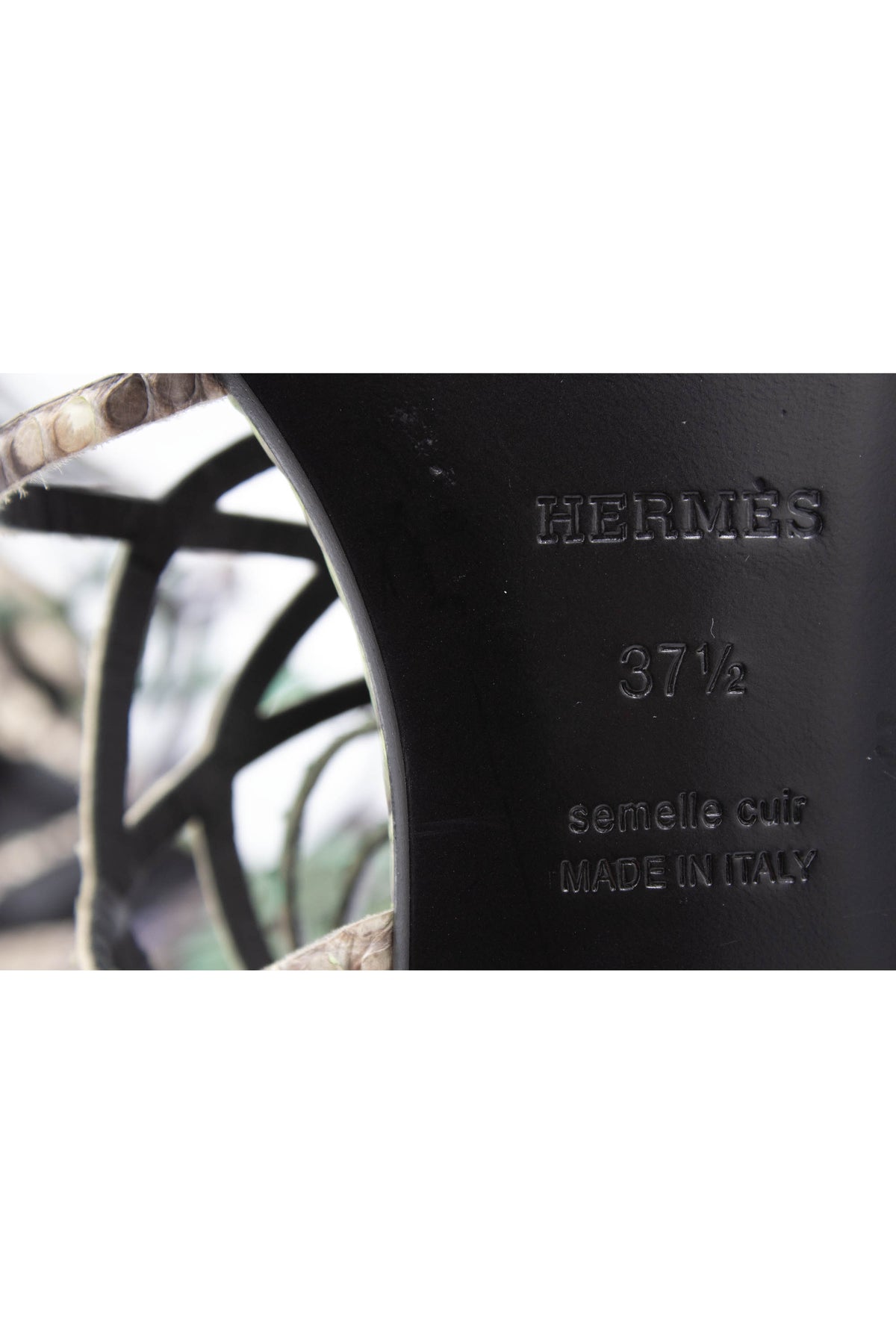 Hermes Green Snakeskin Strappy Gladiator Sandals Size 37.5