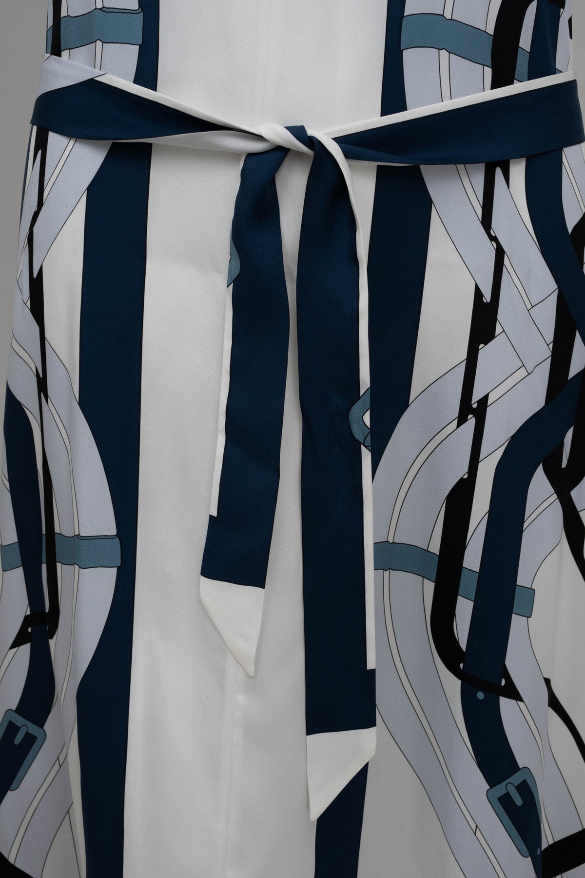 Hermes Blue and White Equestrian Print Silk Caftan Maxi Dress Size 40/8