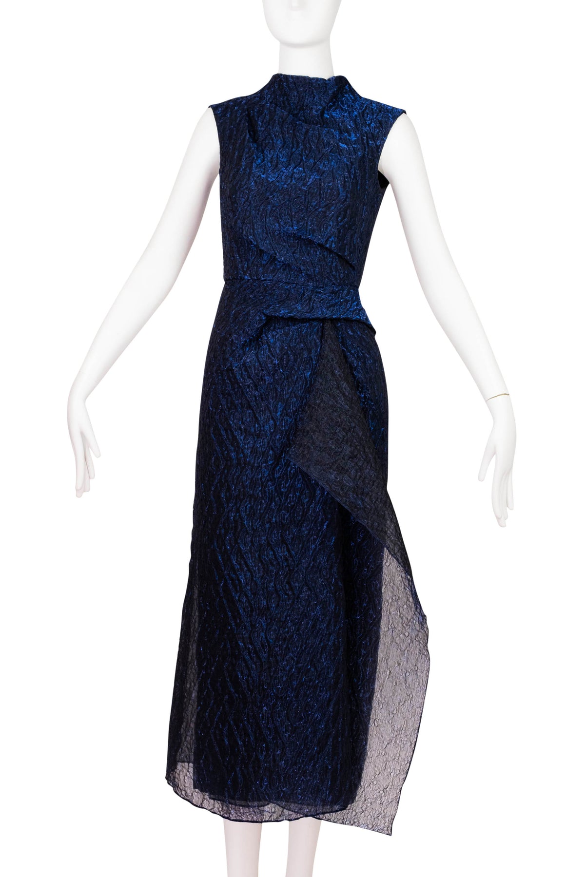 Erdem Sapphire Blue Midi Dress With Shawl FW 2024 Size 6