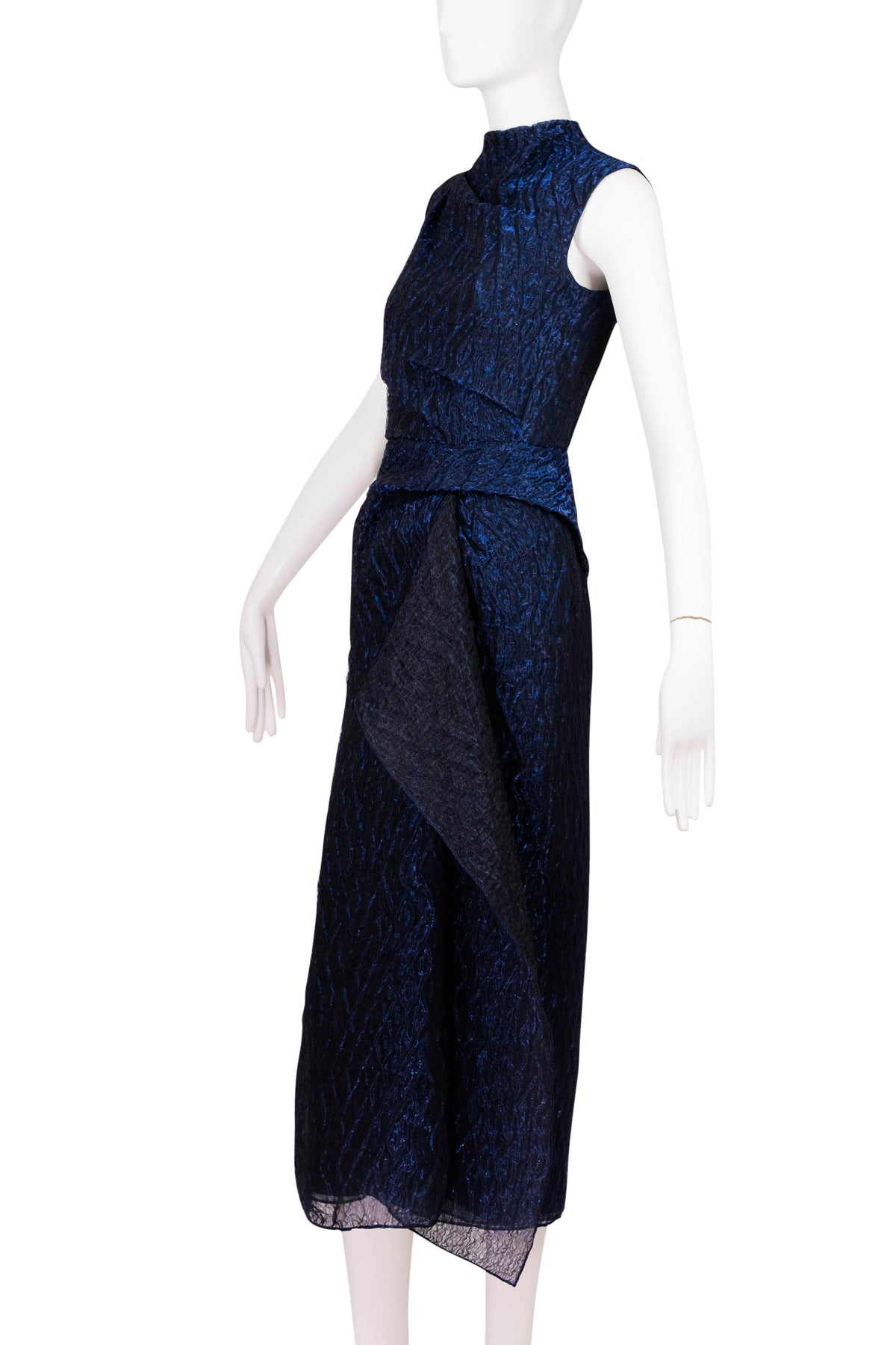 Erdem Sapphire Blue Midi Dress With Shawl FW 2024 Size 6