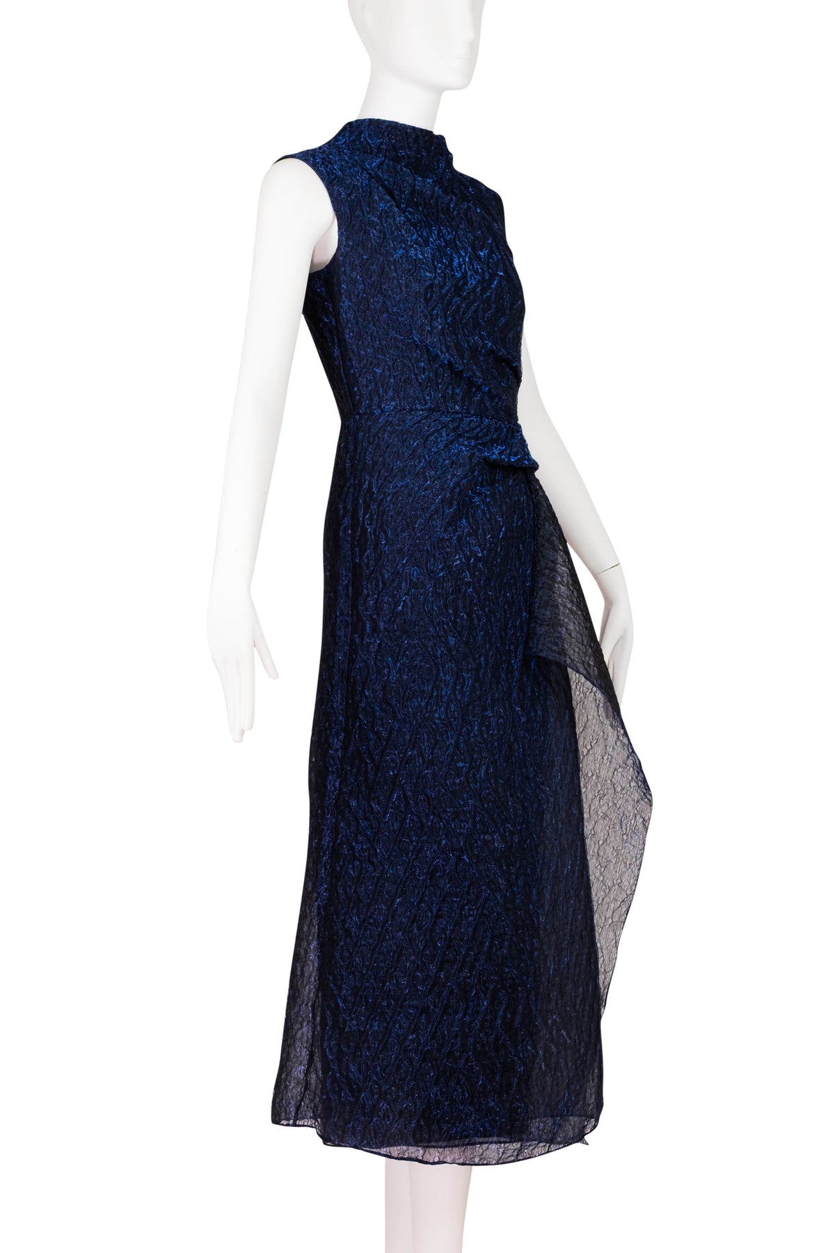Erdem Sapphire Blue Midi Dress With Shawl FW 2024 Size 6