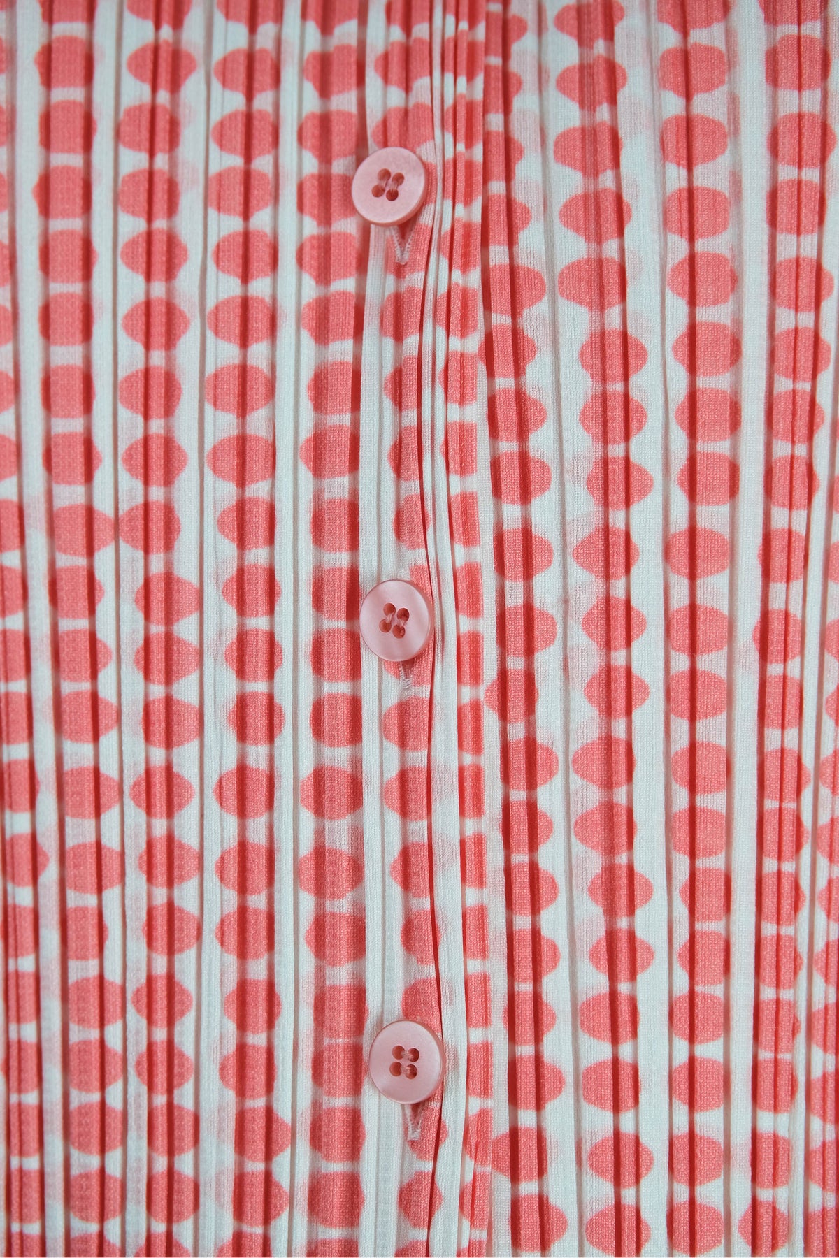 Issey Miyake Pleats Please Pink White Polka Dot Button Shirt Size M