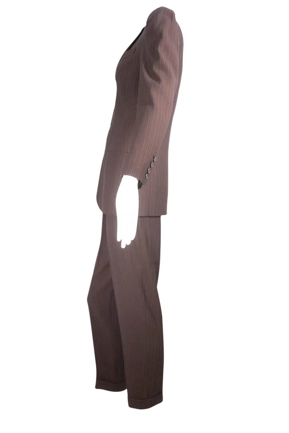 Jean Paul Gaultier Brown Pinstripe Jacket and Pants Suit Size 6