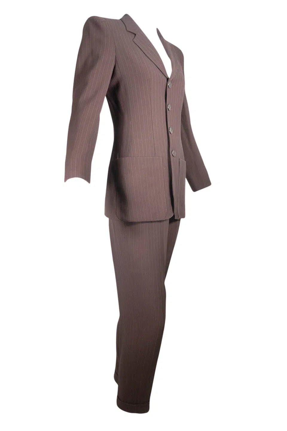 Jean Paul Gaultier Brown Pinstripe Jacket and Pants Suit Size 6