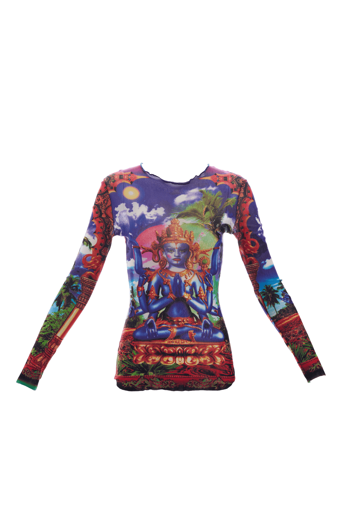 Jean Paul Gaultier Small Purple India Print Mesh Shirt