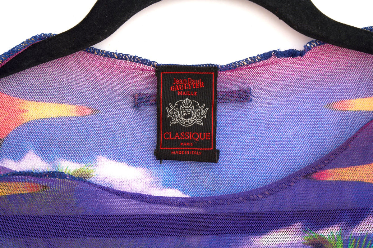 Jean Paul Gaultier Small Purple India Print Mesh Shirt