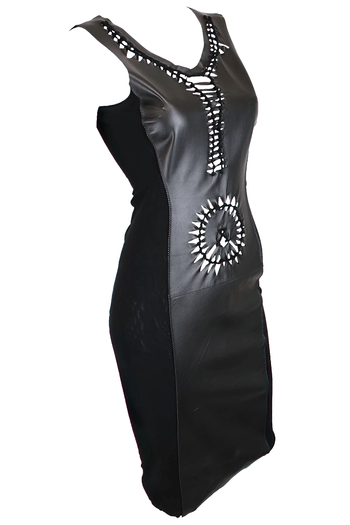 Jean Paul Gaultier Soleil Leather Cut Out Dress - Foxy Couture Carmel