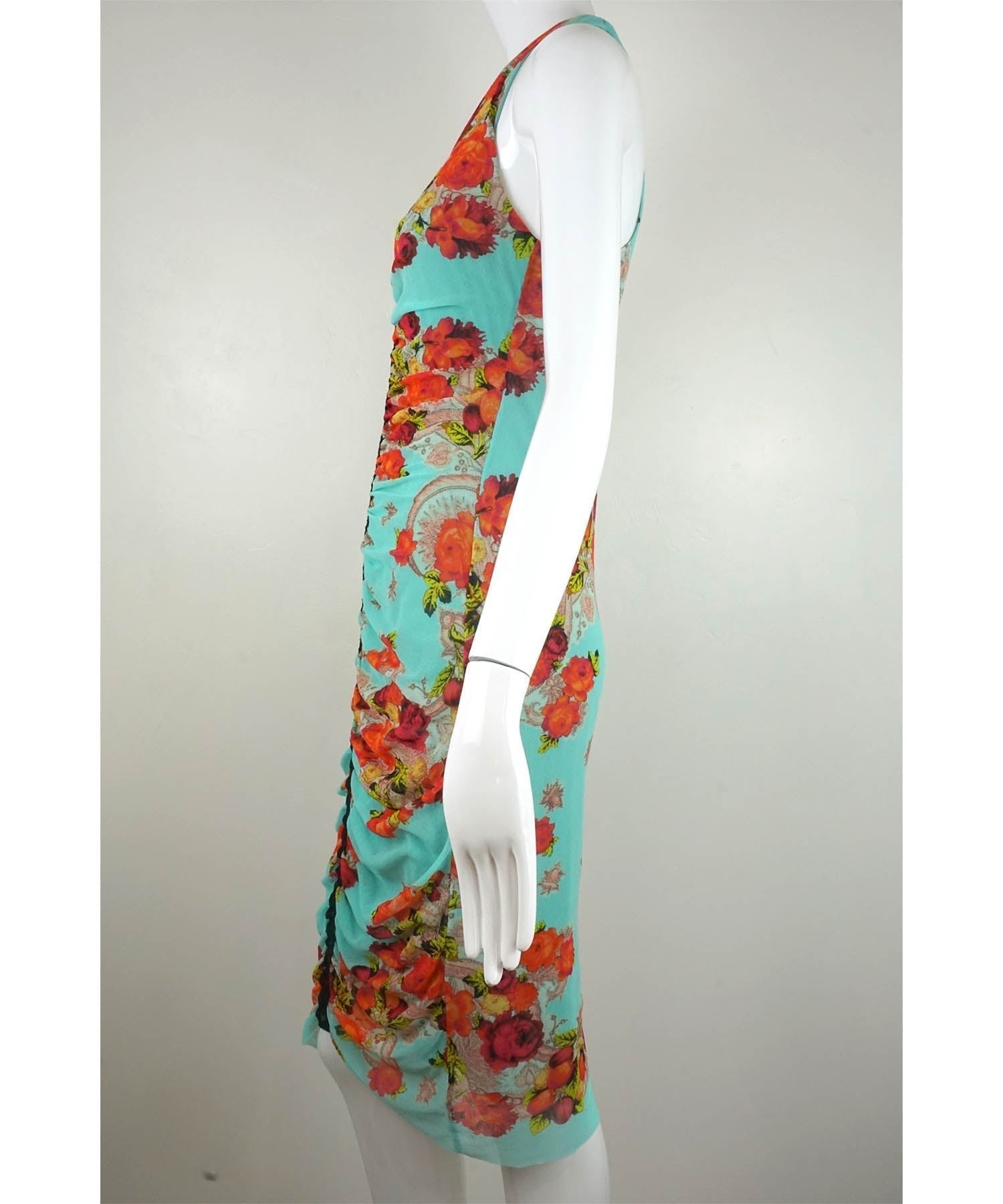Jean Paul Gaultier Soleil Vintage Mesh Floral Dress 1990's - Foxy Couture Carmel