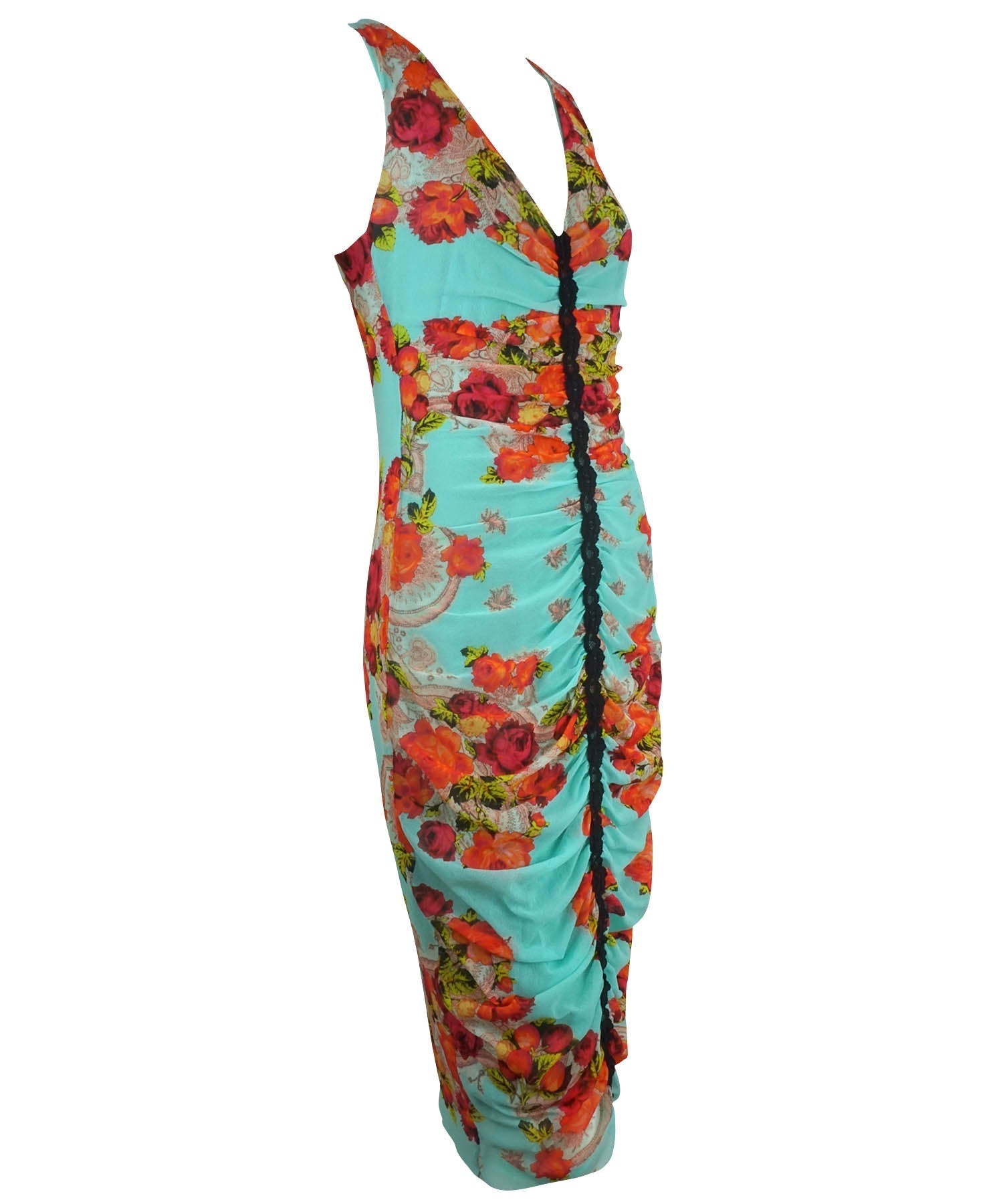 Jean Paul Gaultier Soleil Vintage Mesh Floral Dress 1990's - Foxy Couture Carmel
