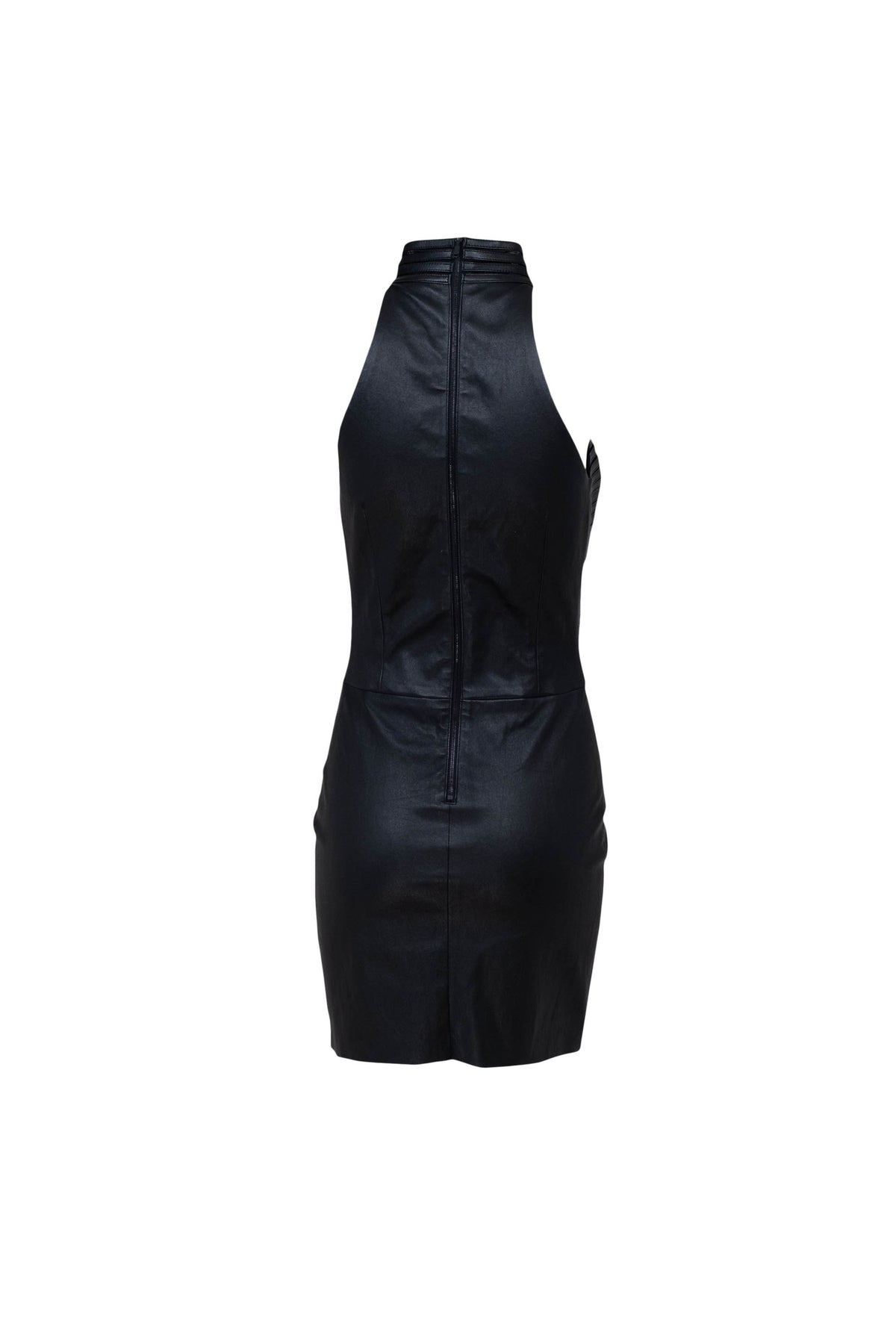 Jitrois Black French Mock Neck Stretch Leather Dress Size S