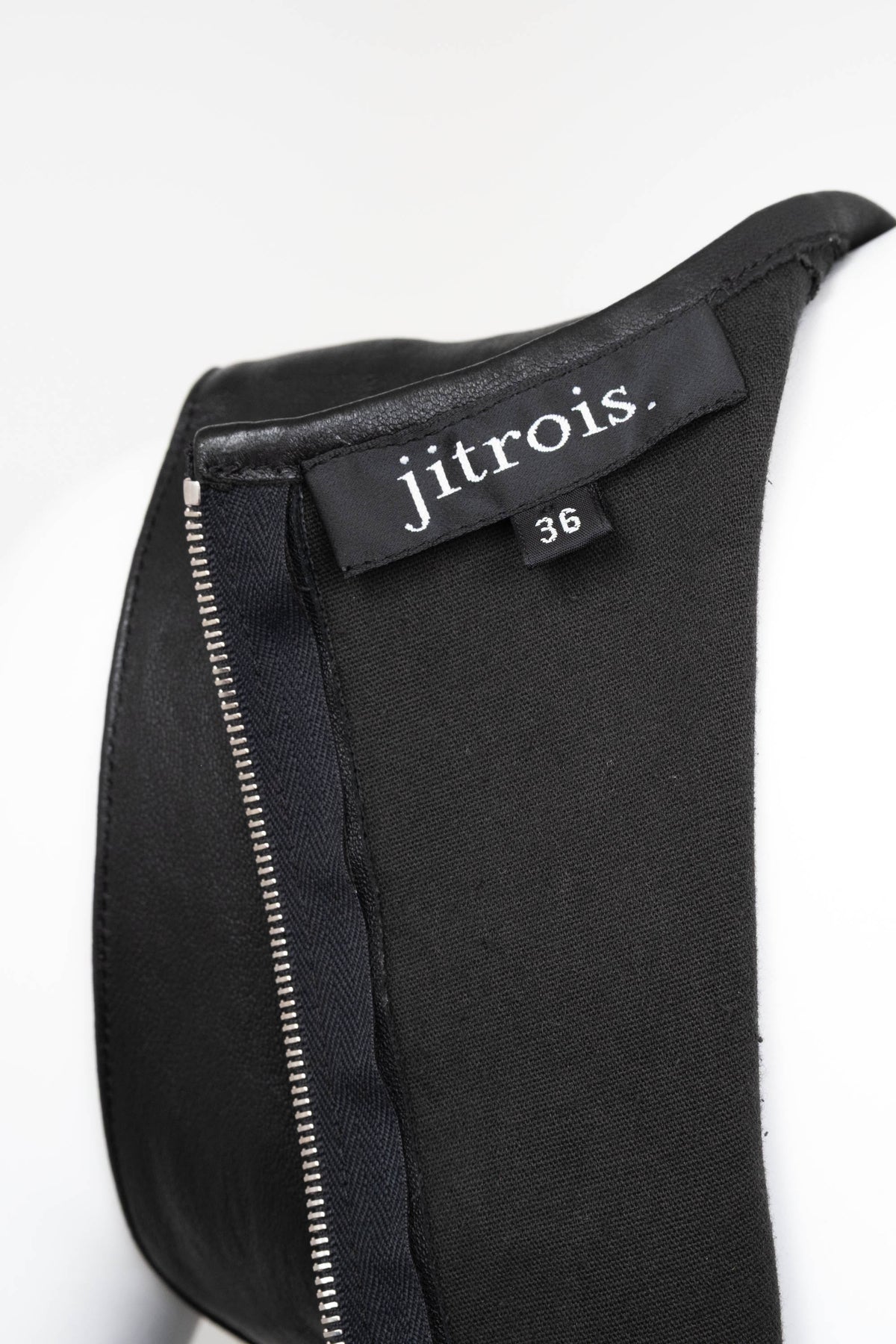Jitrois Black Leather Dress With Lace Cut Out Detail Size 36