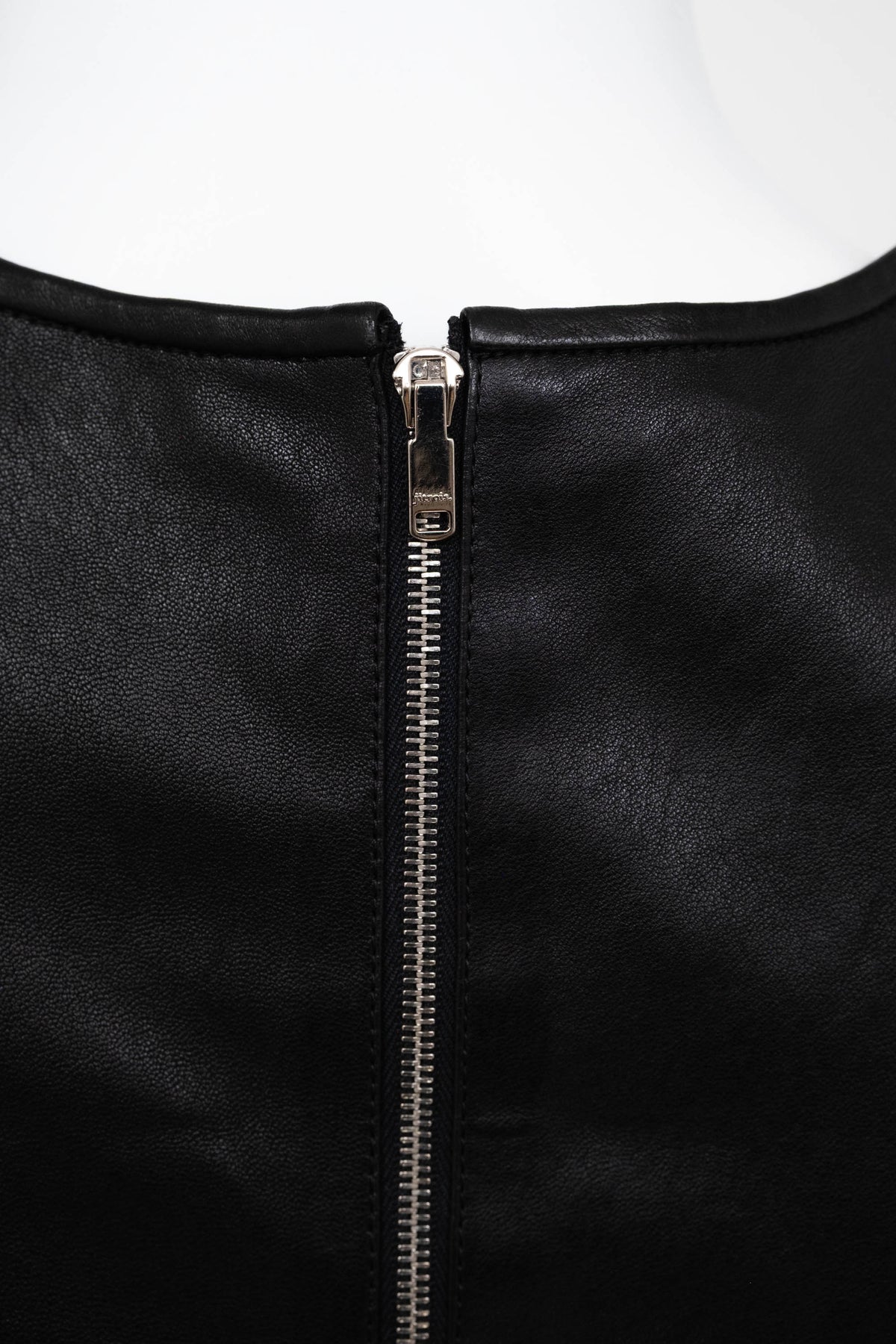 Jitrois Black Leather Dress With Lace Cut Out Detail Size 36