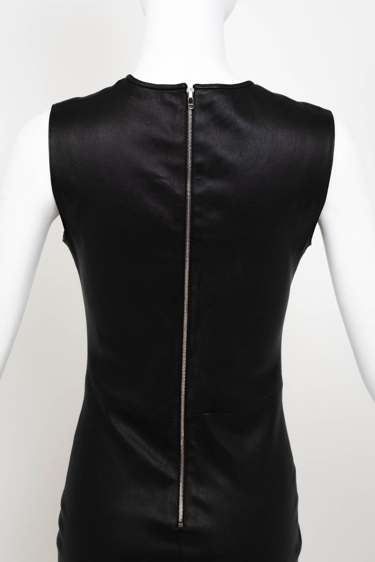 Jitrois Black Leather Dress With Lace Cut Out Detail Size 36