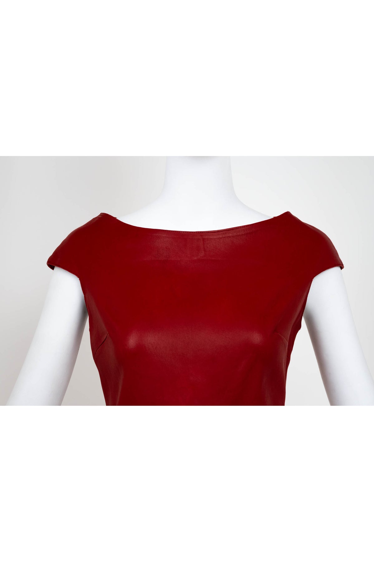 Jitrois Burgundy Belted Short Sleeve Leather Dress Size 36
