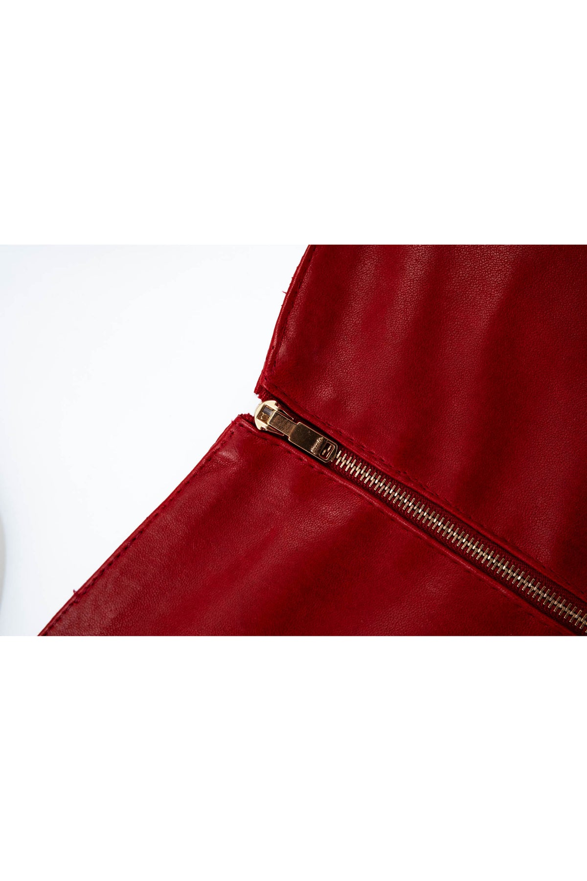 Jitrois Burgundy Belted Short Sleeve Leather Dress Size 36