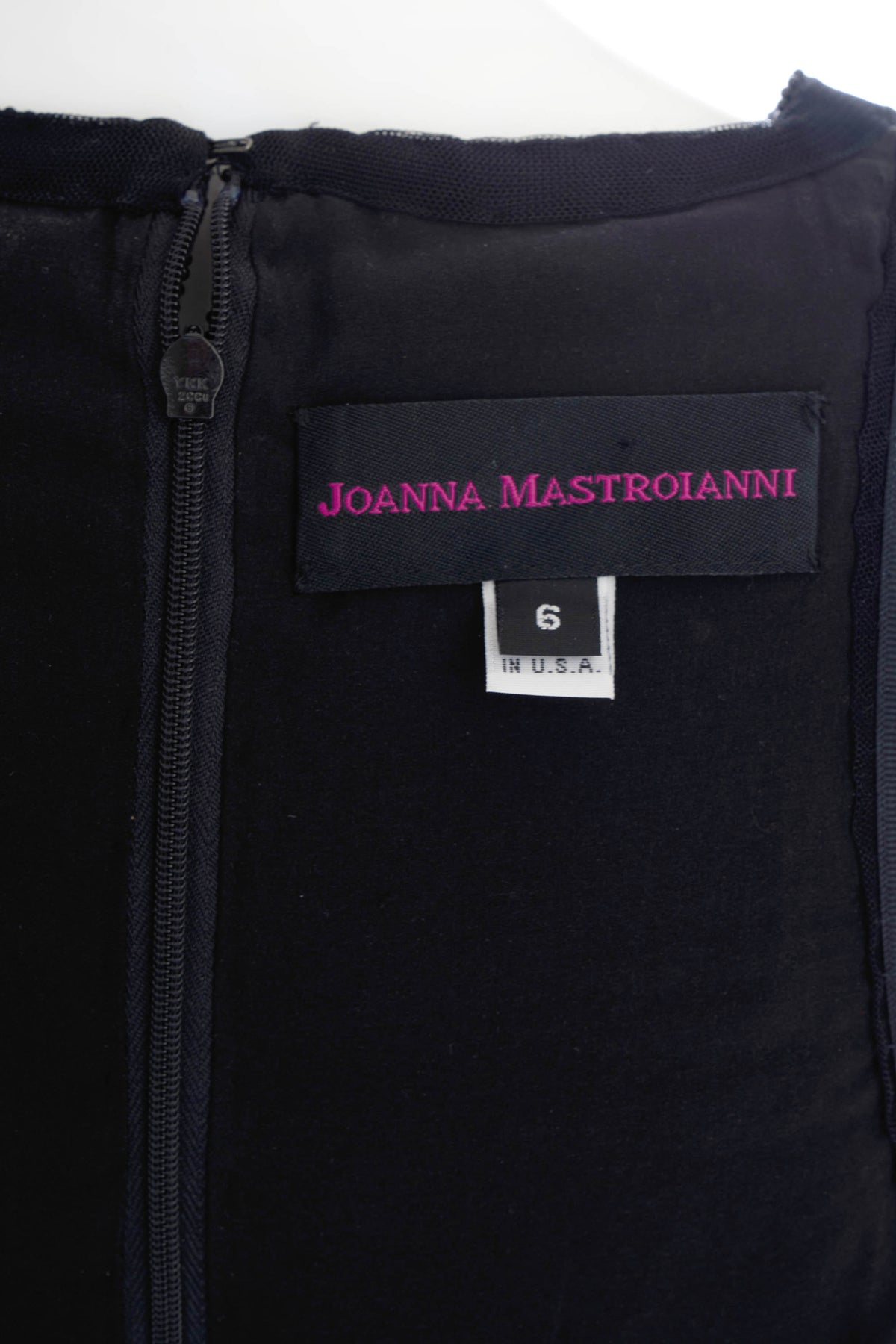 Joanna Mastroianni Black Sleeveless Dress with Feather Trim and Pearl Detail