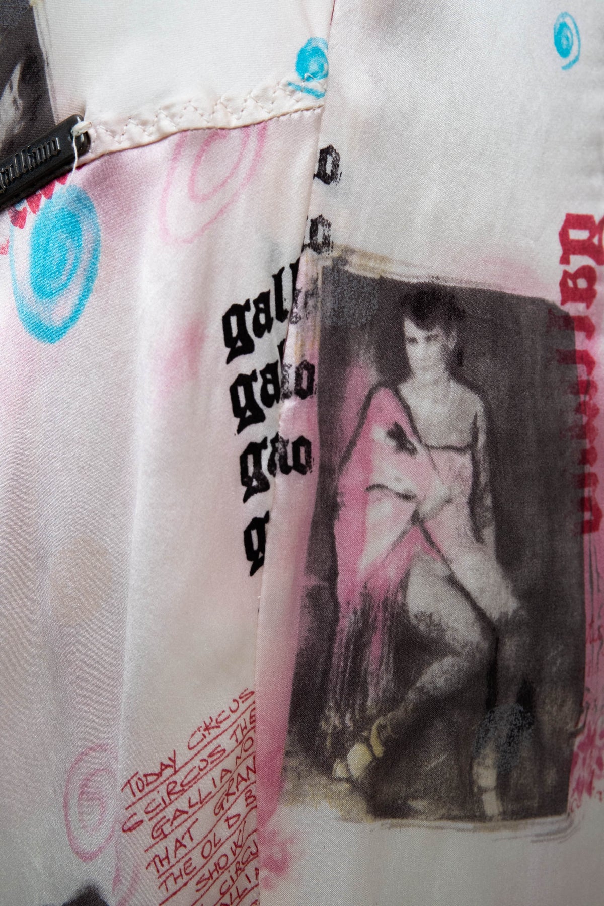 John Galliano Blush Graphic Montage Ruffle Neck Dress 2007 Size 8