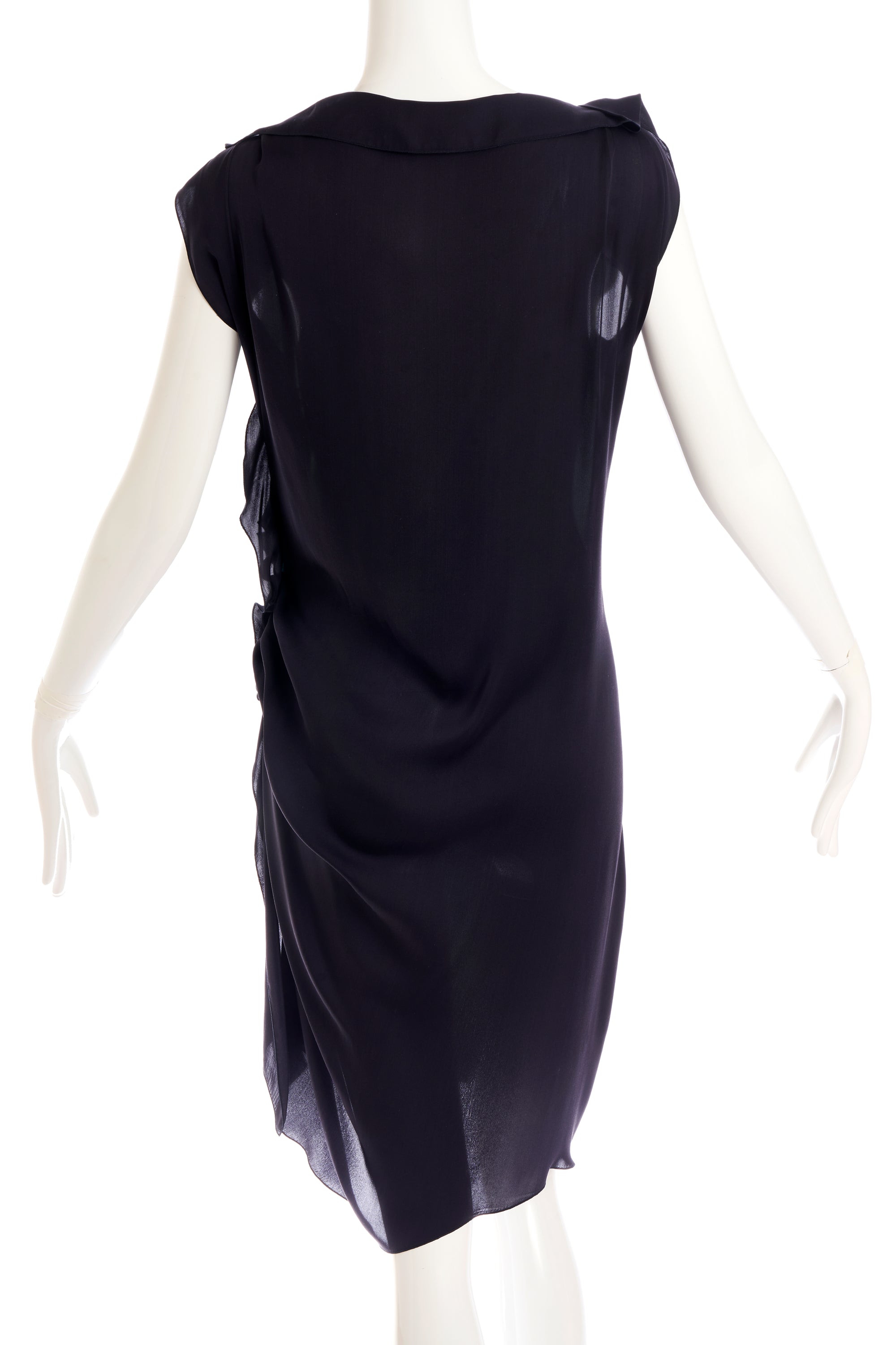 Lanvin Alber Elbaz 2013 Size 36 Green Black Silk Ruffle Dress - Foxy Couture Carmel