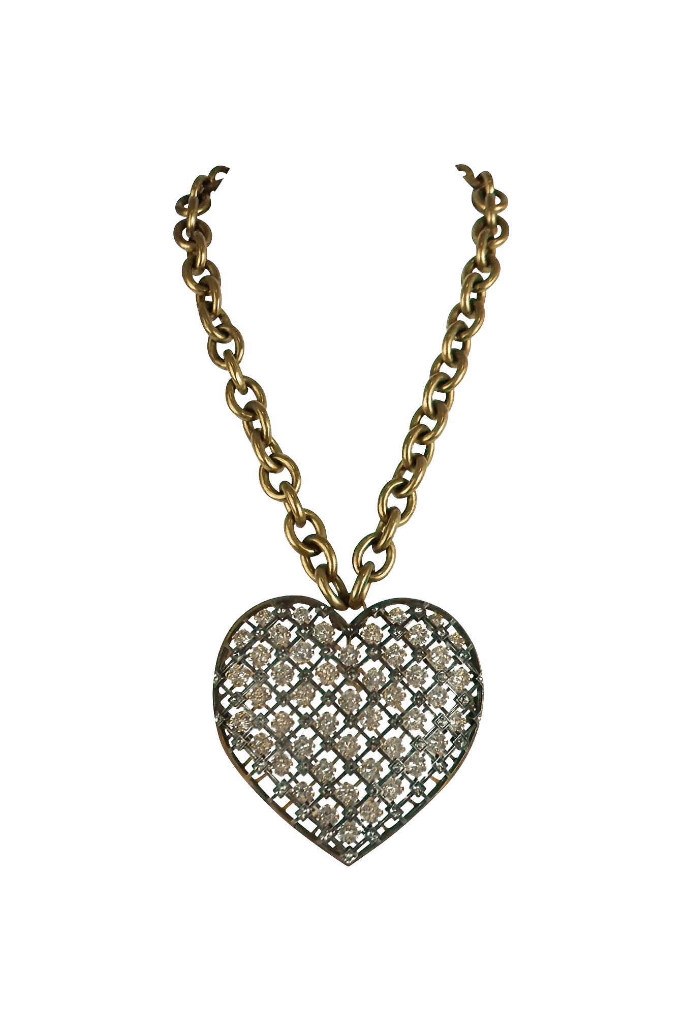 Lanvin Massive Caged Crystal "Big Heart" Necklace 2014 - Foxy Couture Carmel