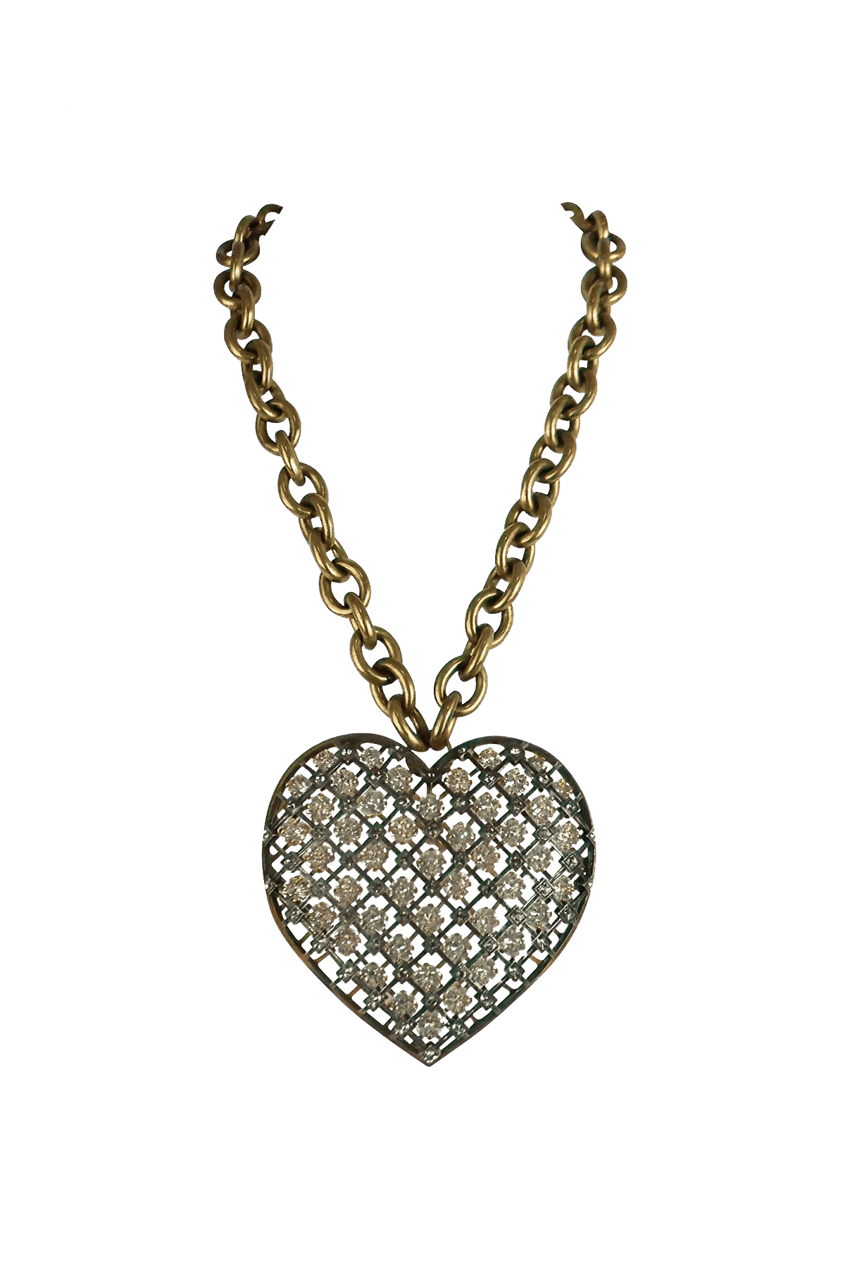 Lanvin Massive Caged Crystal &quot;Big Heart&quot; Necklace 2014