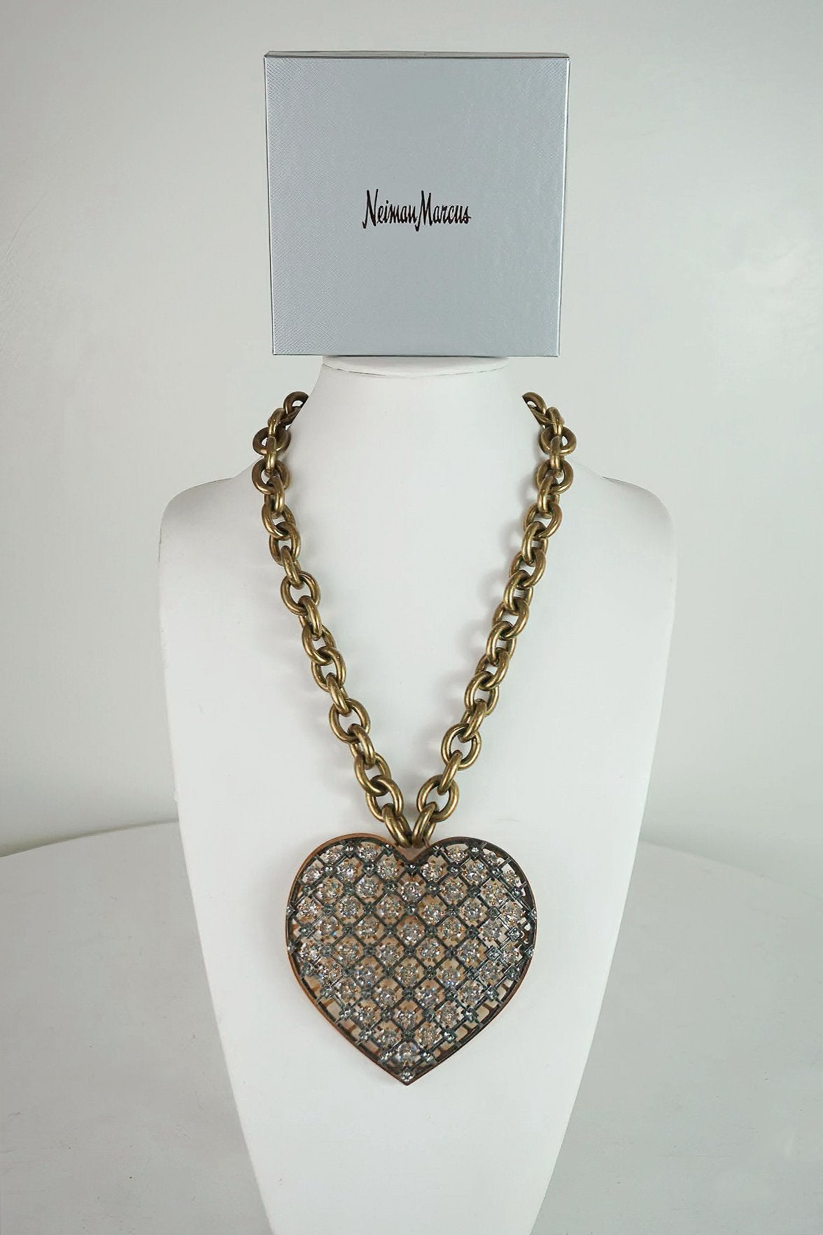 Lanvin Massive Caged Crystal &quot;Big Heart&quot; Necklace 2014