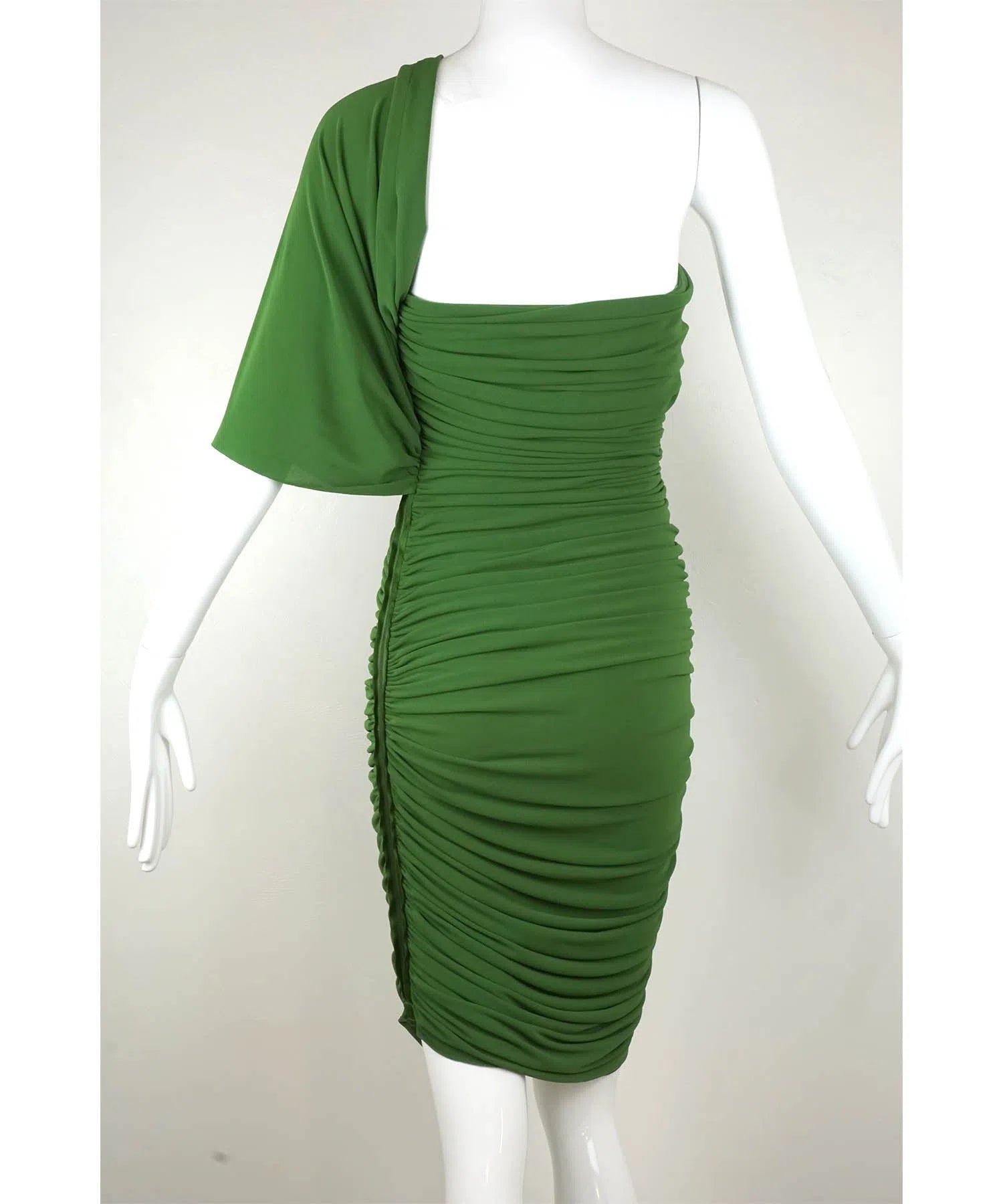 lanvin green one shoulder dress One-shoulder tiered ruffled charmeuse mini dress - blue