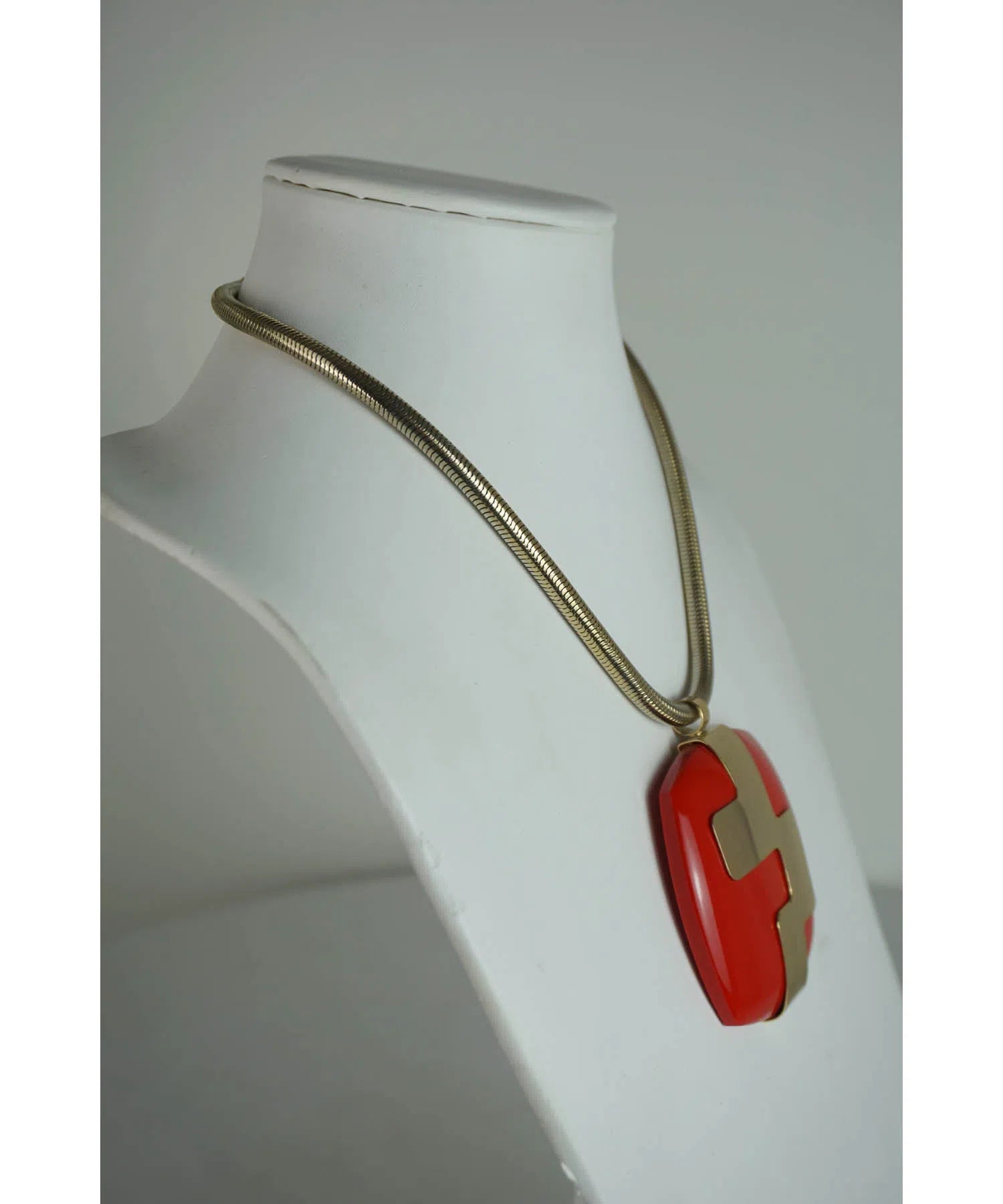 Lanvin Vintage Red and Gold Mod Necklace 1960's - Foxy Couture Carmel