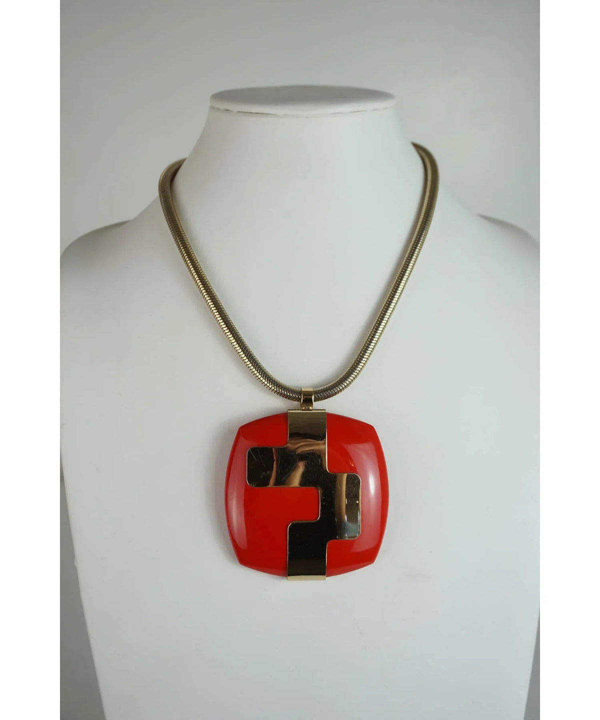 Lanvin Vintage Red and Gold Mod Necklace 1960&#39;s