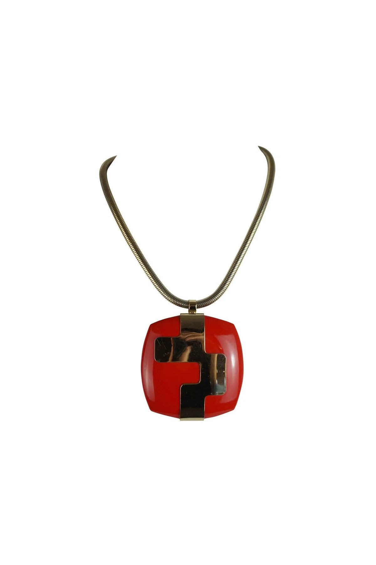 Lanvin Vintage Red and Gold Mod Necklace 1960&#39;s