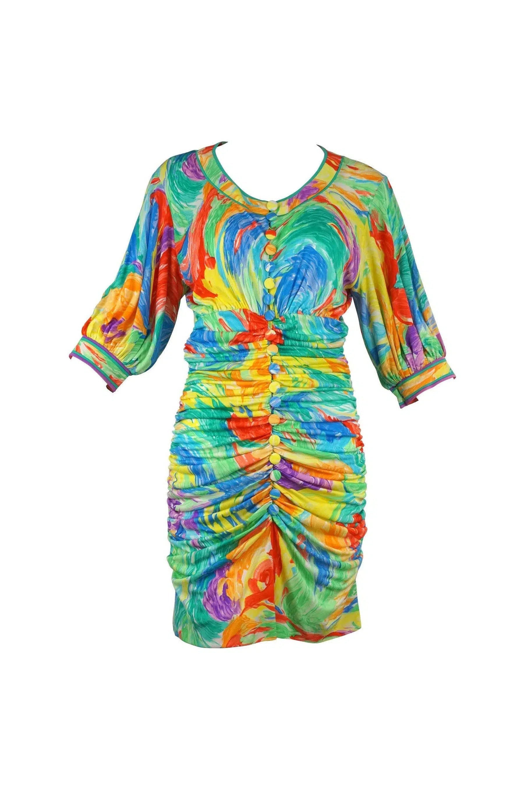 Leonard Paris Vintage Rainbow Fireworks Dress 1980's