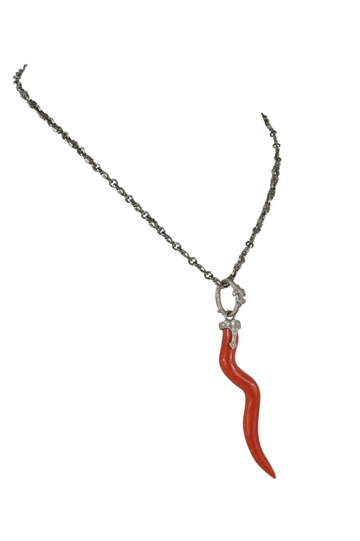 Loree Rodkin 18k Coral &amp; Diamond Horn Pendant Necklace