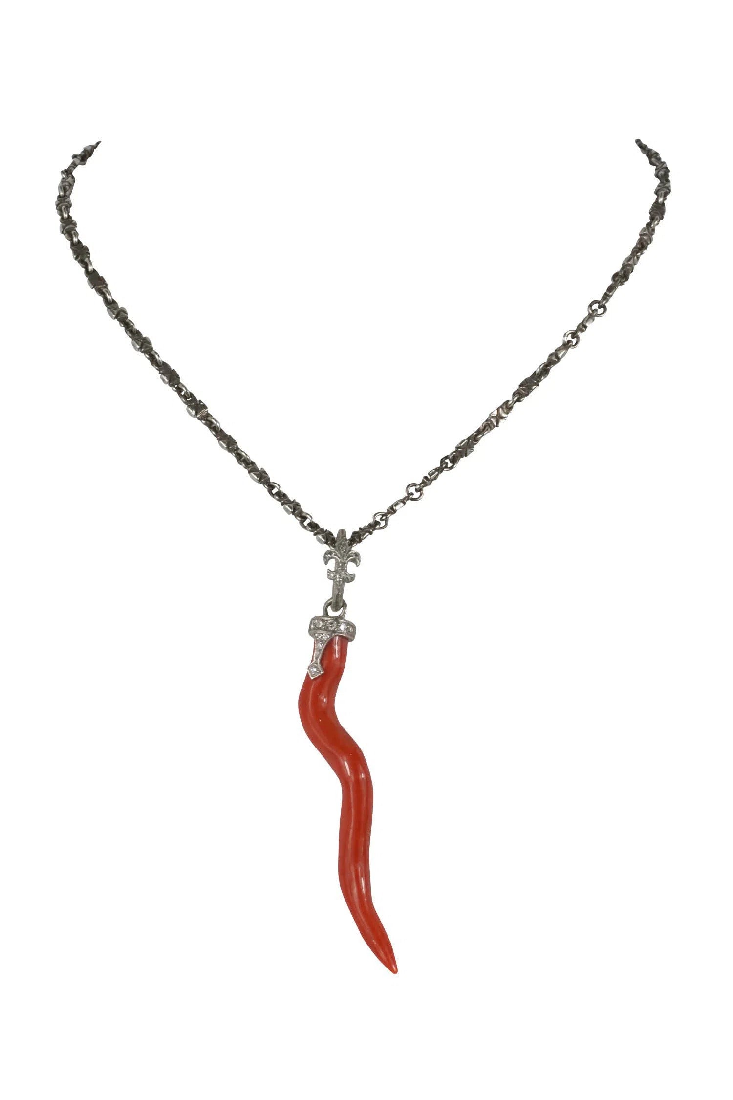Loree Rodkin 18k Coral & Diamond Horn Pendant Necklace - Foxy Couture Carmel