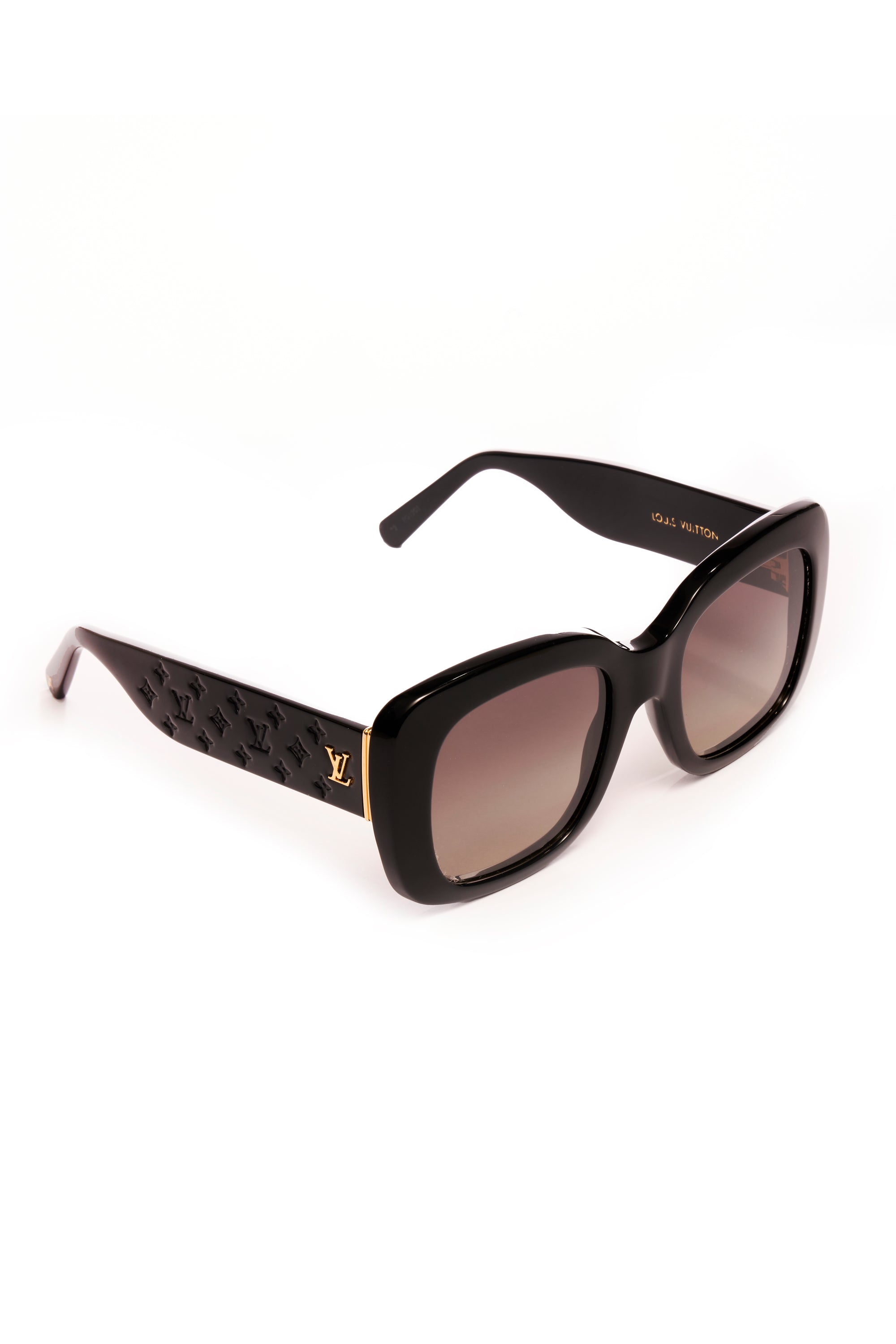 Louis Vuitton Black Embossed Monogram Sunglasses - Foxy Couture Carmel