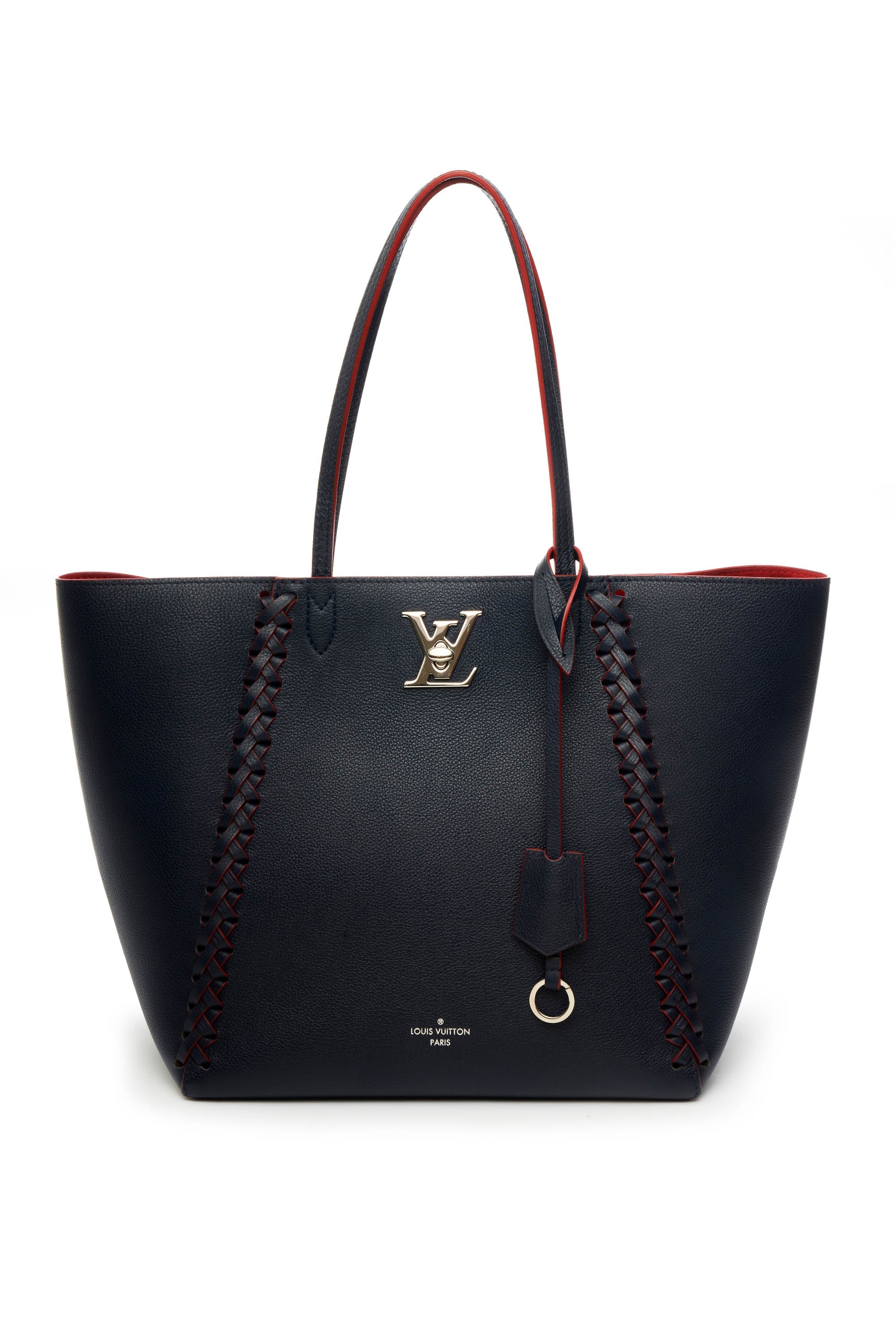 Louis Vuitton Navy Rouge Lock Me Cabas Tote - Foxy Couture Carmel