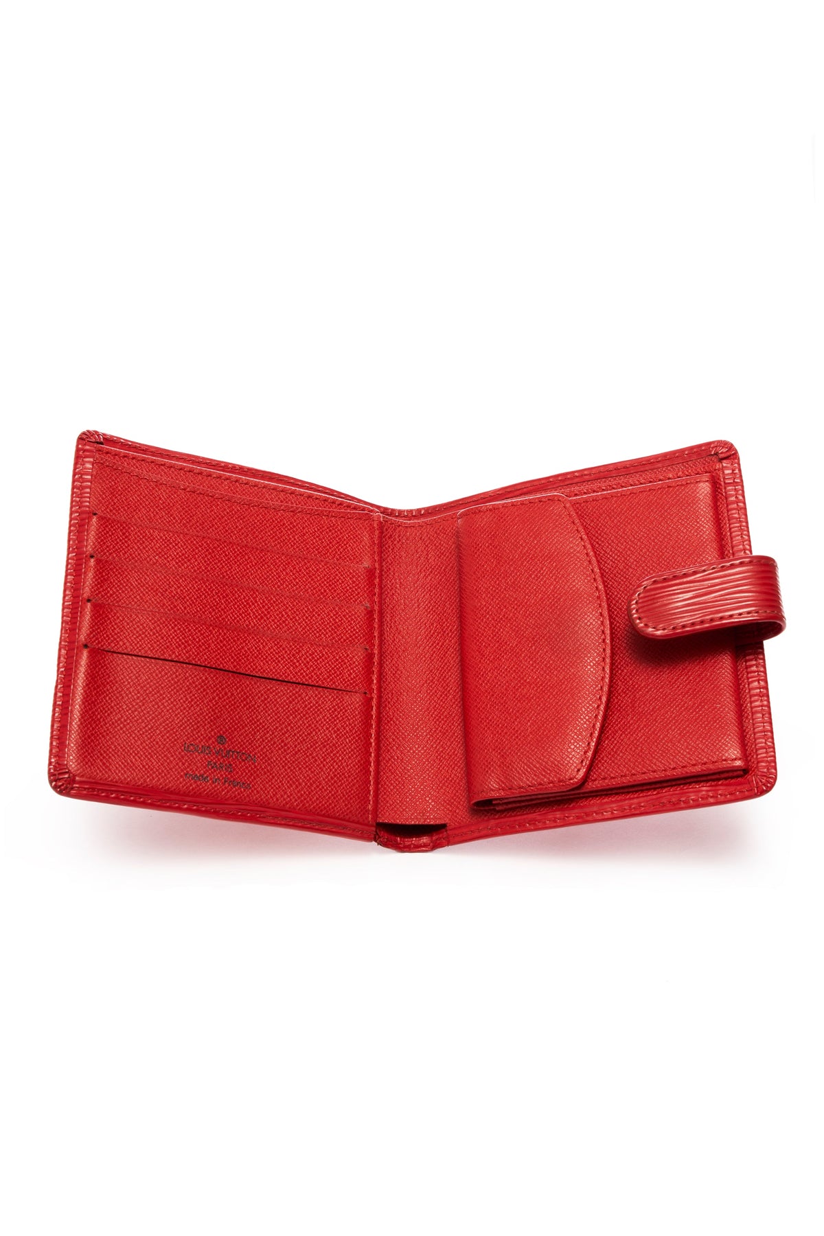 Louis Vuitton Small Red Epi Snap Leather Wallet