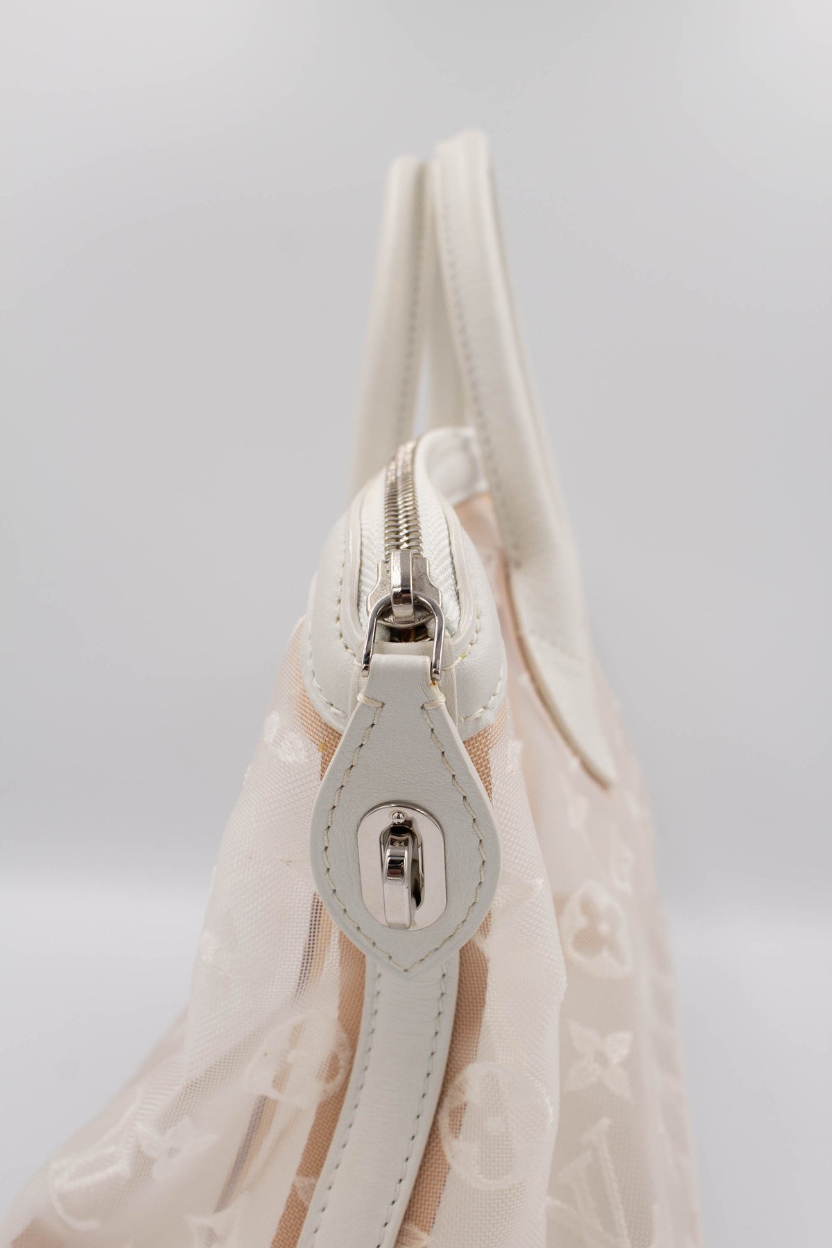 Louis Vuitton White Mesh Monogram Purse 2012 Size MM